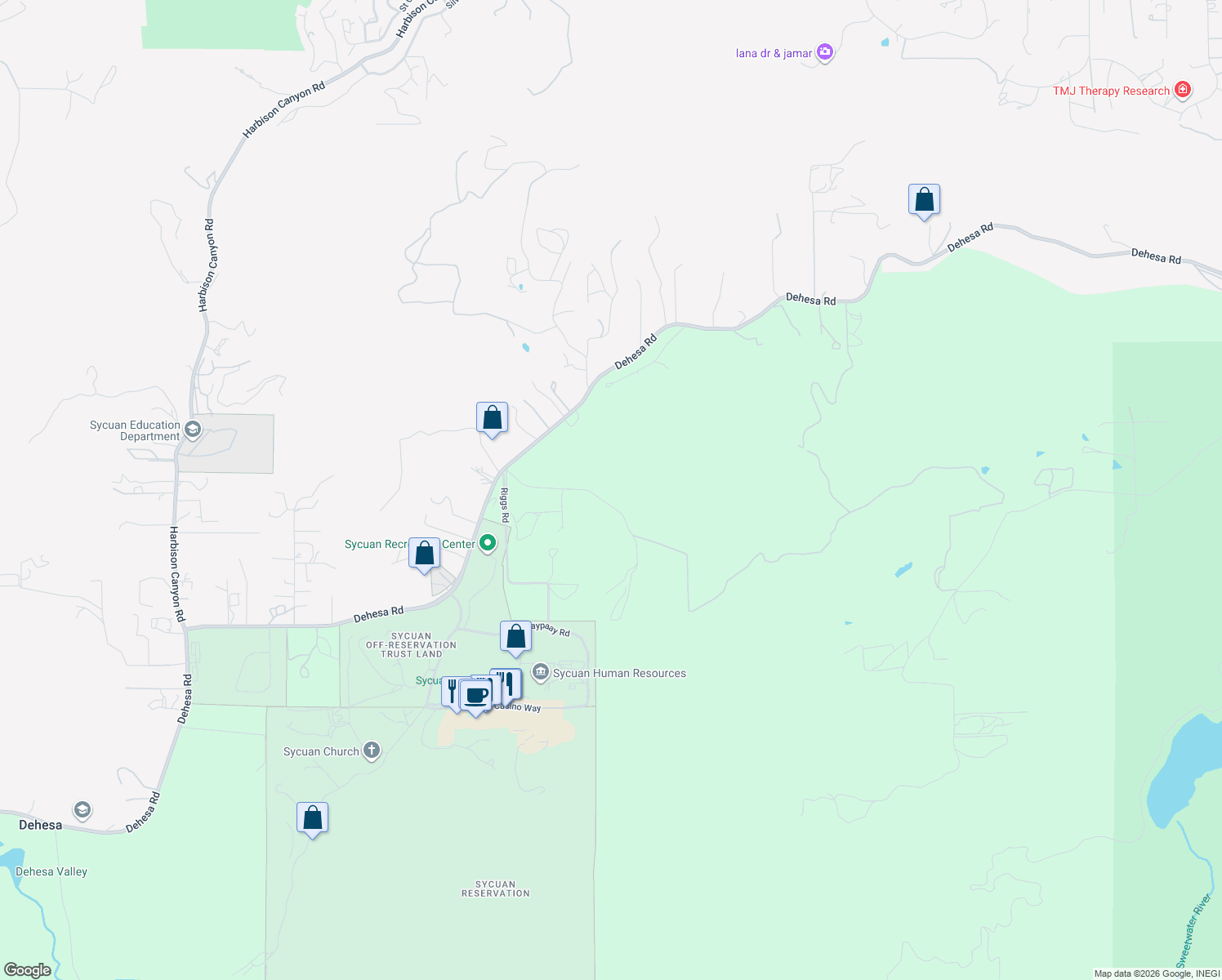 map of restaurants, bars, coffee shops, grocery stores, and more near 5928 Stallion Oaks Road in El Cajon