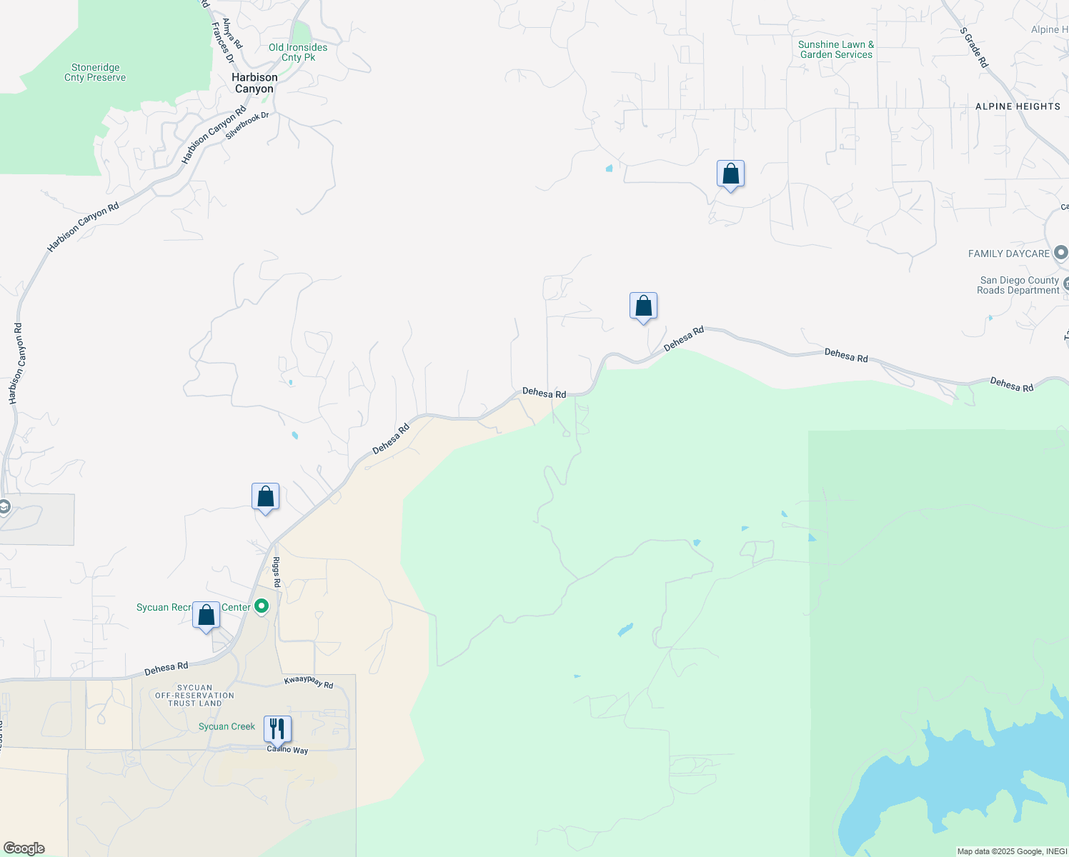 map of restaurants, bars, coffee shops, grocery stores, and more near 6433 Dehesa Road in El Cajon