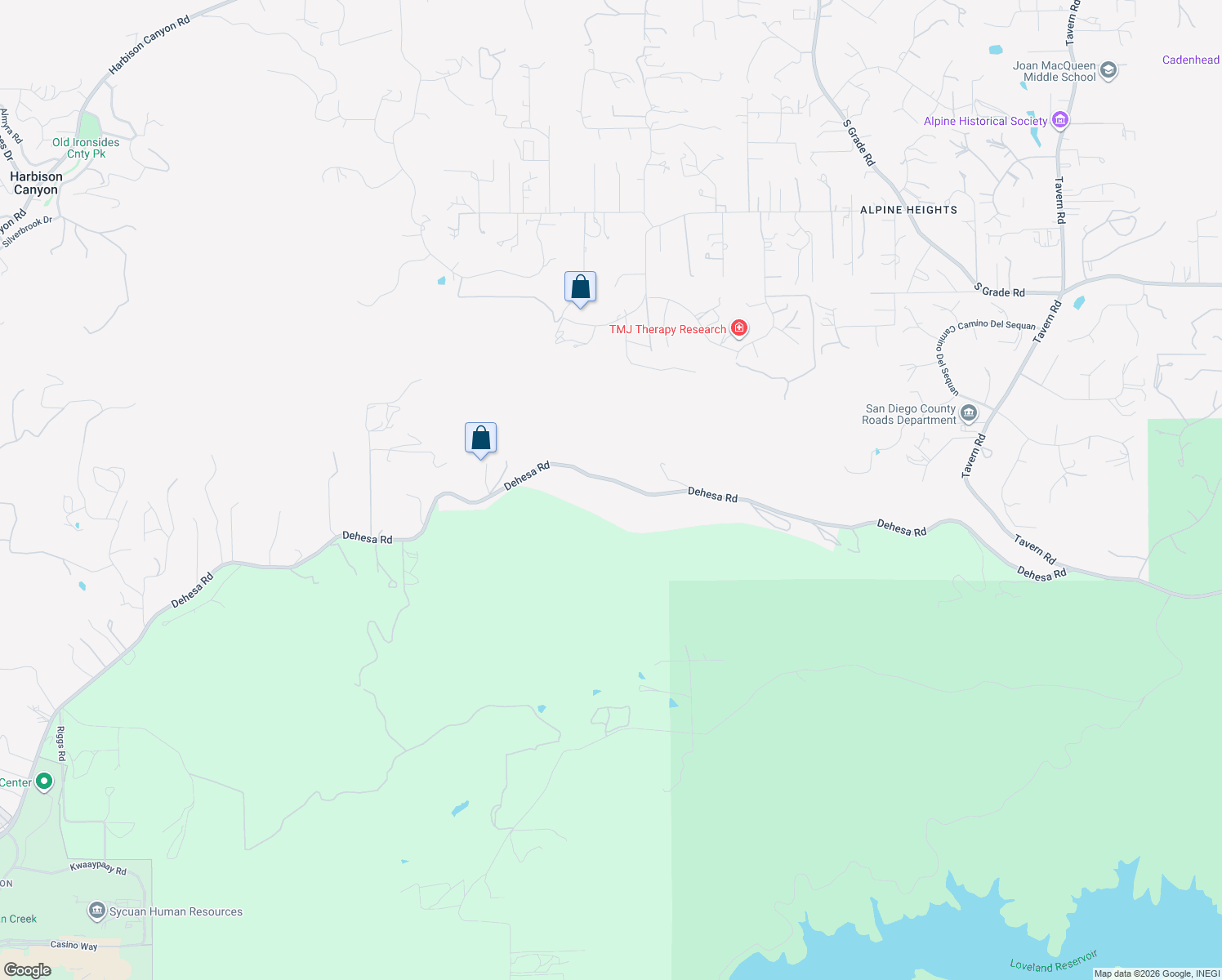 map of restaurants, bars, coffee shops, grocery stores, and more near 7071 Dehesa Road in El Cajon