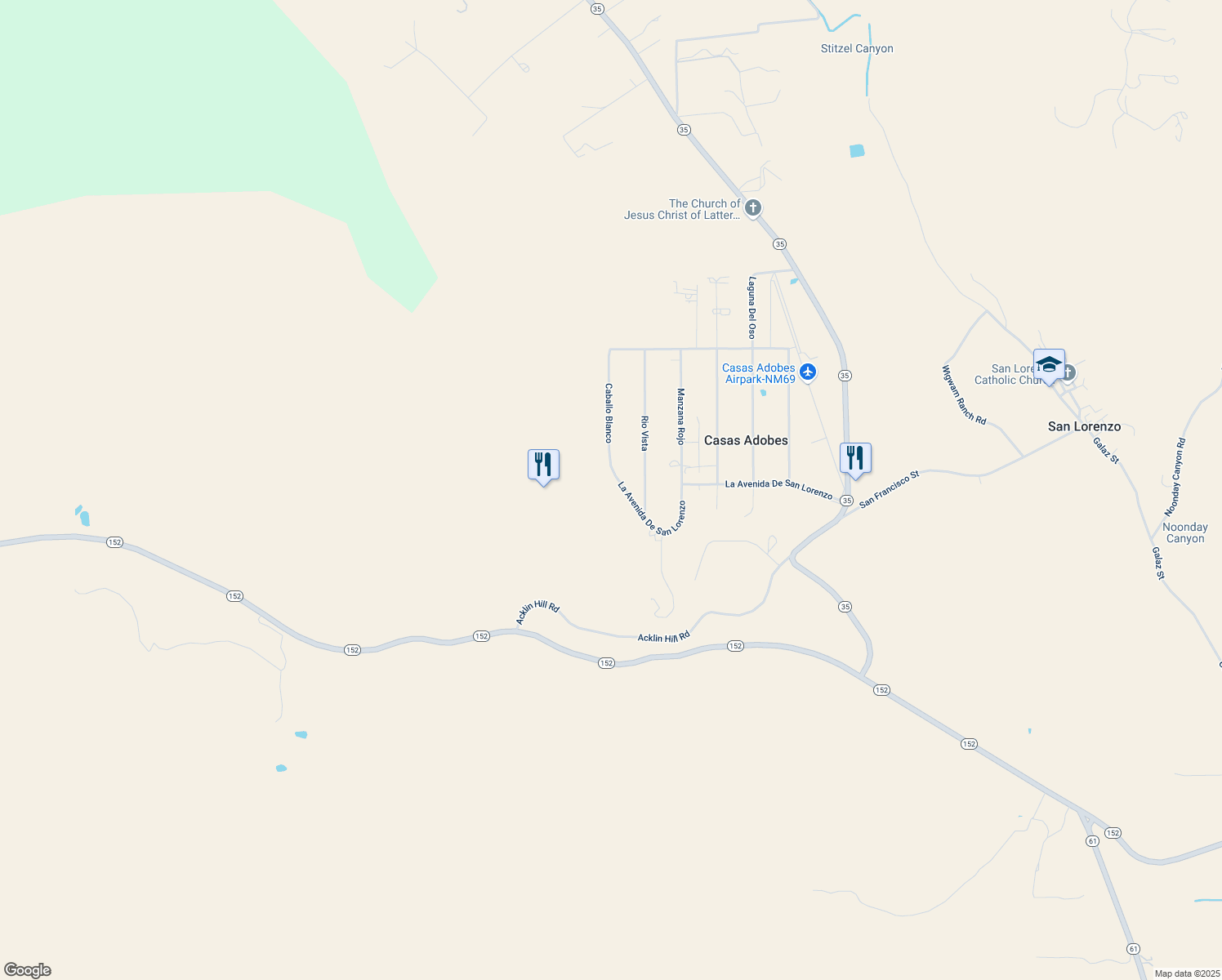 map of restaurants, bars, coffee shops, grocery stores, and more near 254 Caballo Blanco in Mimbres