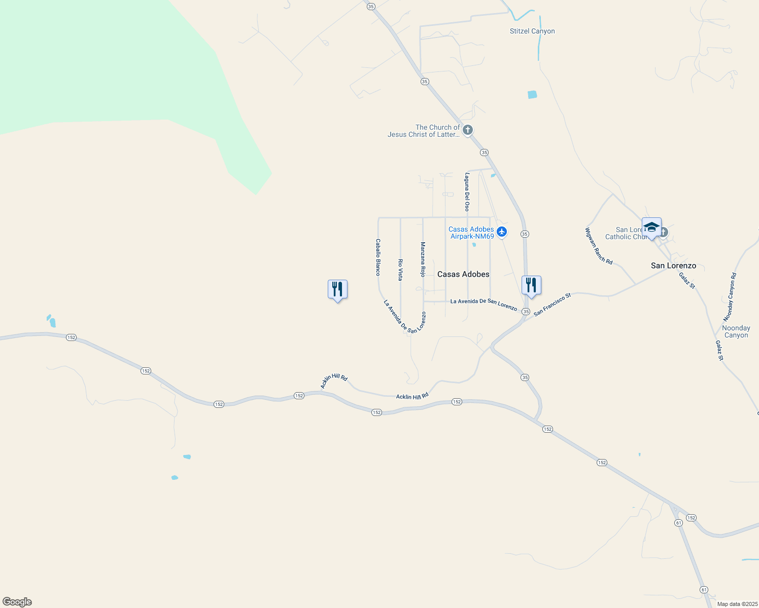map of restaurants, bars, coffee shops, grocery stores, and more near 254 Caballo Blanco in Mimbres