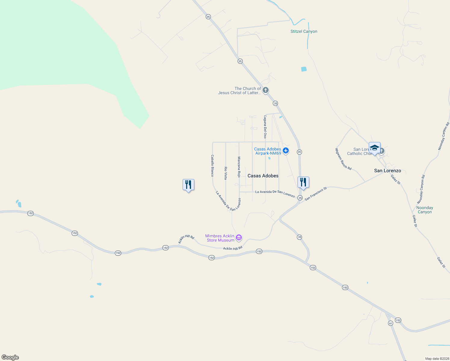 map of restaurants, bars, coffee shops, grocery stores, and more near La Avenida De San Lorenzo in Hanover