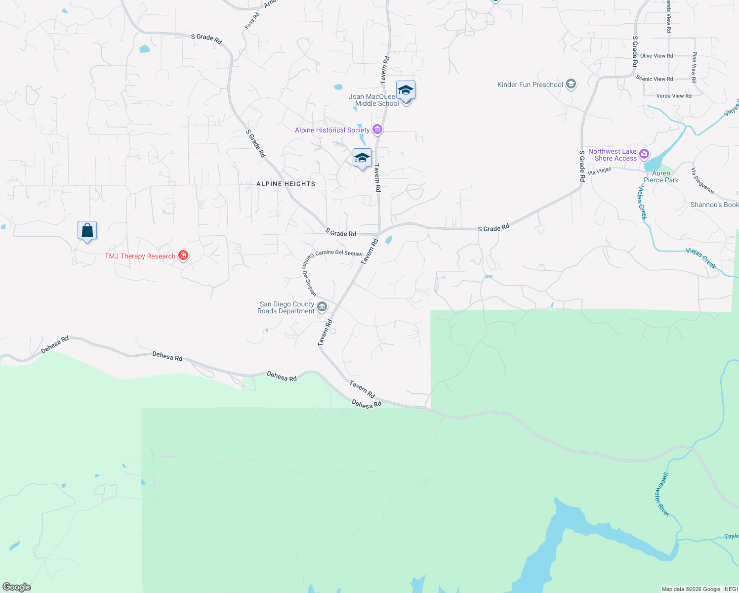 map of restaurants, bars, coffee shops, grocery stores, and more near 1915 Coronado View in Alpine