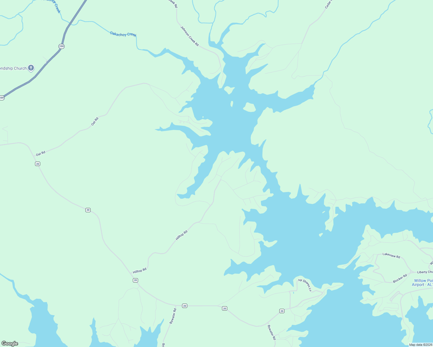 map of restaurants, bars, coffee shops, grocery stores, and more near Driftwood Point Road in Equality
