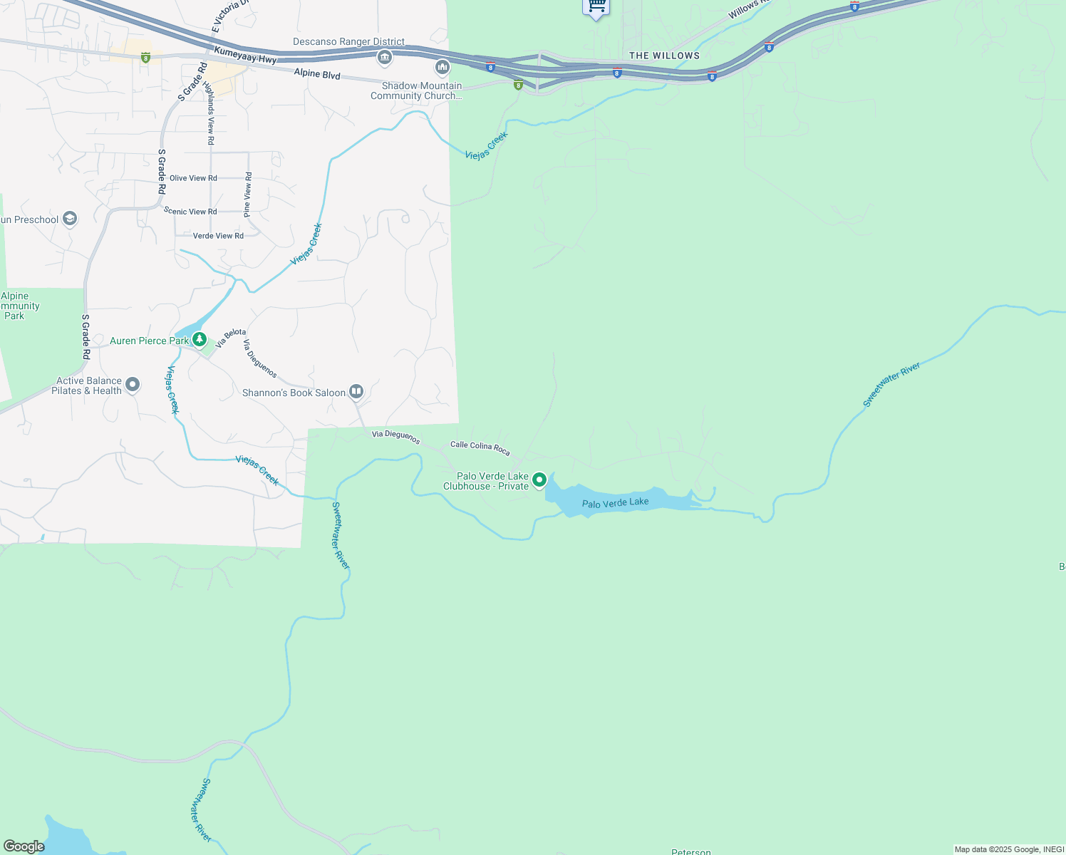 map of restaurants, bars, coffee shops, grocery stores, and more near 2865 Via Dieguenos in Alpine