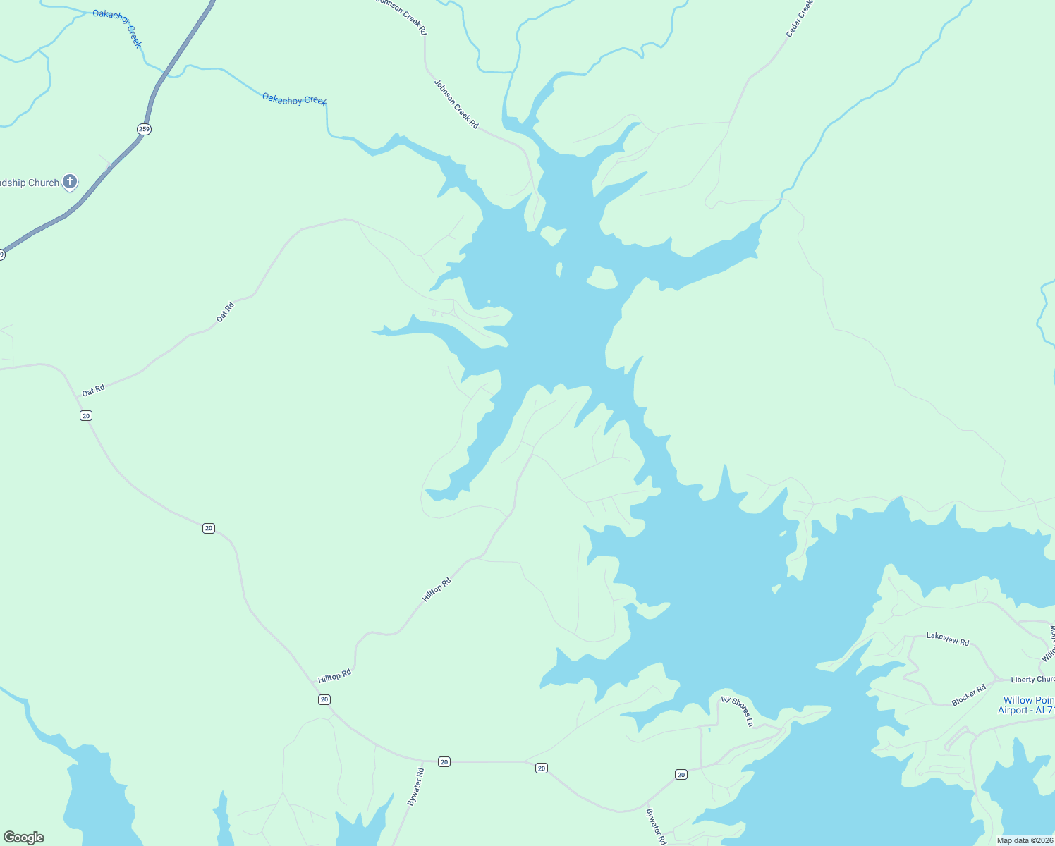map of restaurants, bars, coffee shops, grocery stores, and more near Driftwood Point Road in Equality