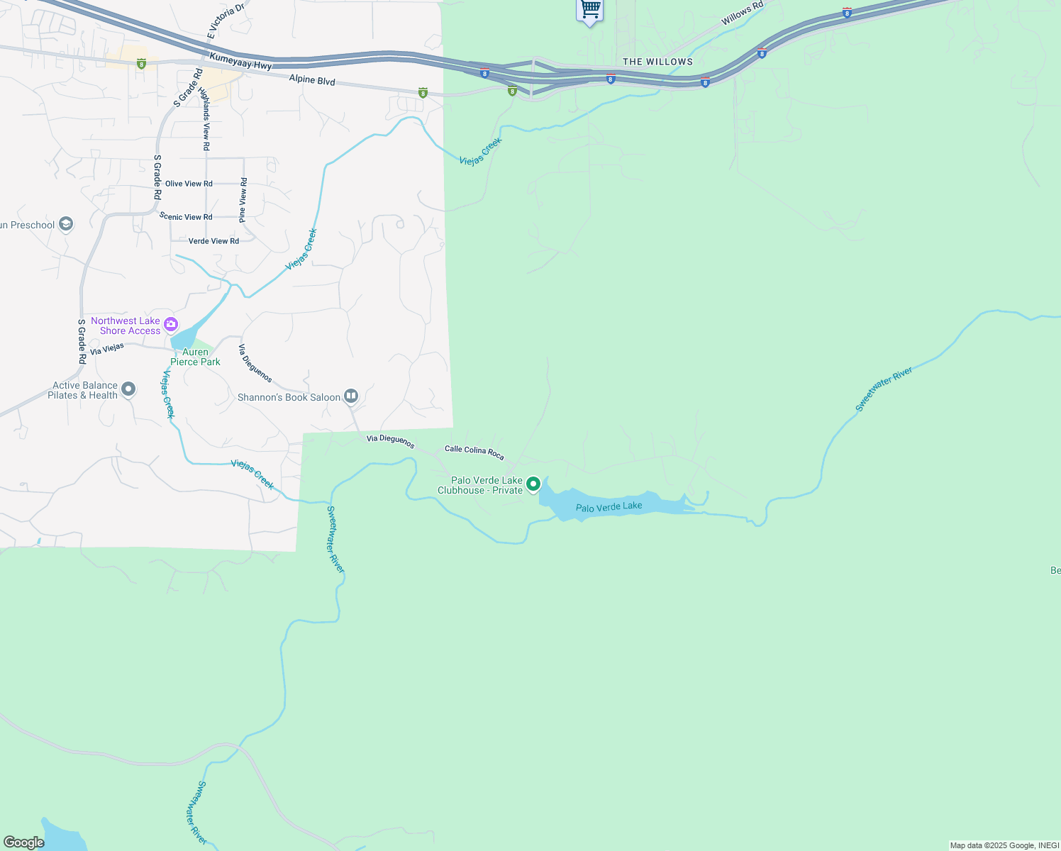map of restaurants, bars, coffee shops, grocery stores, and more near 3011 Via Dieguenos in Alpine