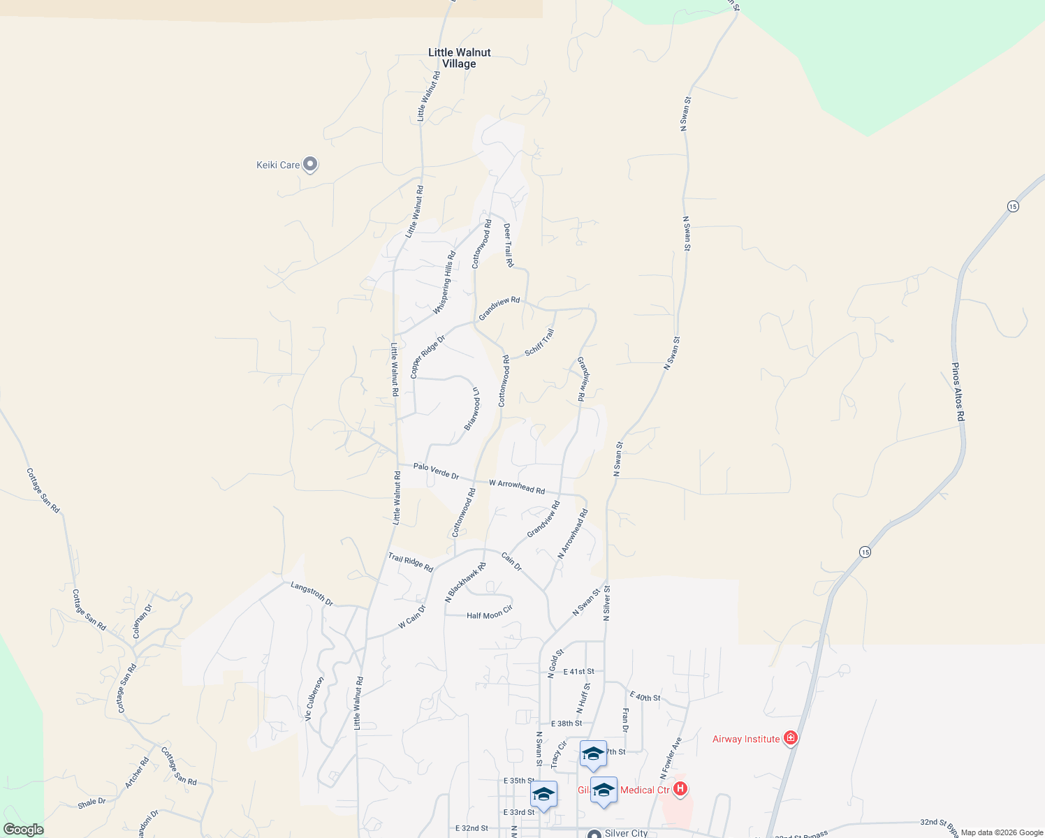 map of restaurants, bars, coffee shops, grocery stores, and more near 4400-4498 Wrangler Way in Silver City