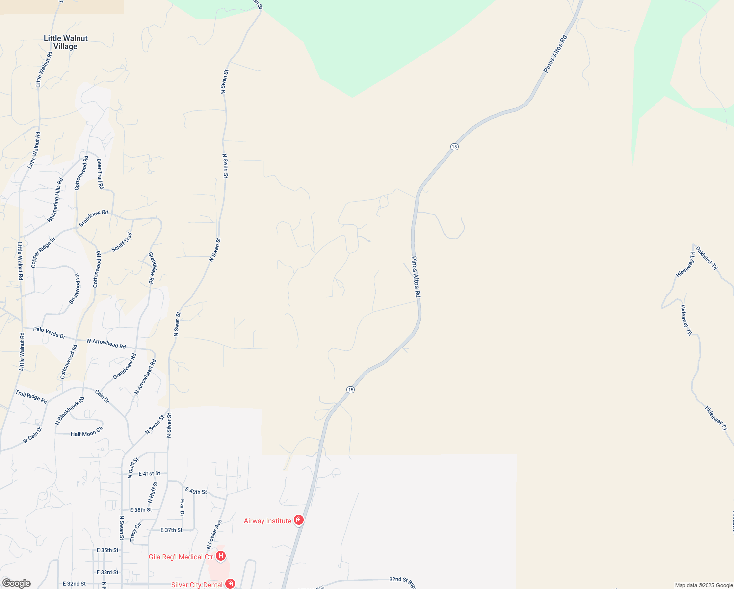 map of restaurants, bars, coffee shops, grocery stores, and more near 2-4 Spur Road in Silver City