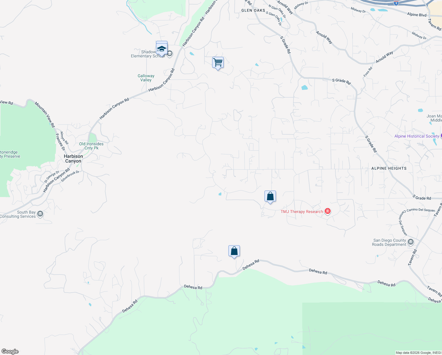 map of restaurants, bars, coffee shops, grocery stores, and more near 325 Alpine Heights Road in Alpine