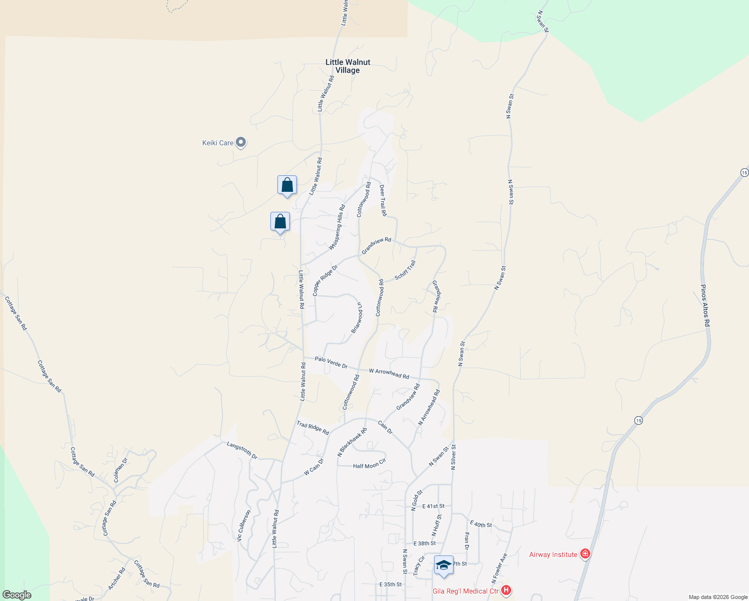 map of restaurants, bars, coffee shops, grocery stores, and more near 4514-4518 Cottonwood Road in Silver City