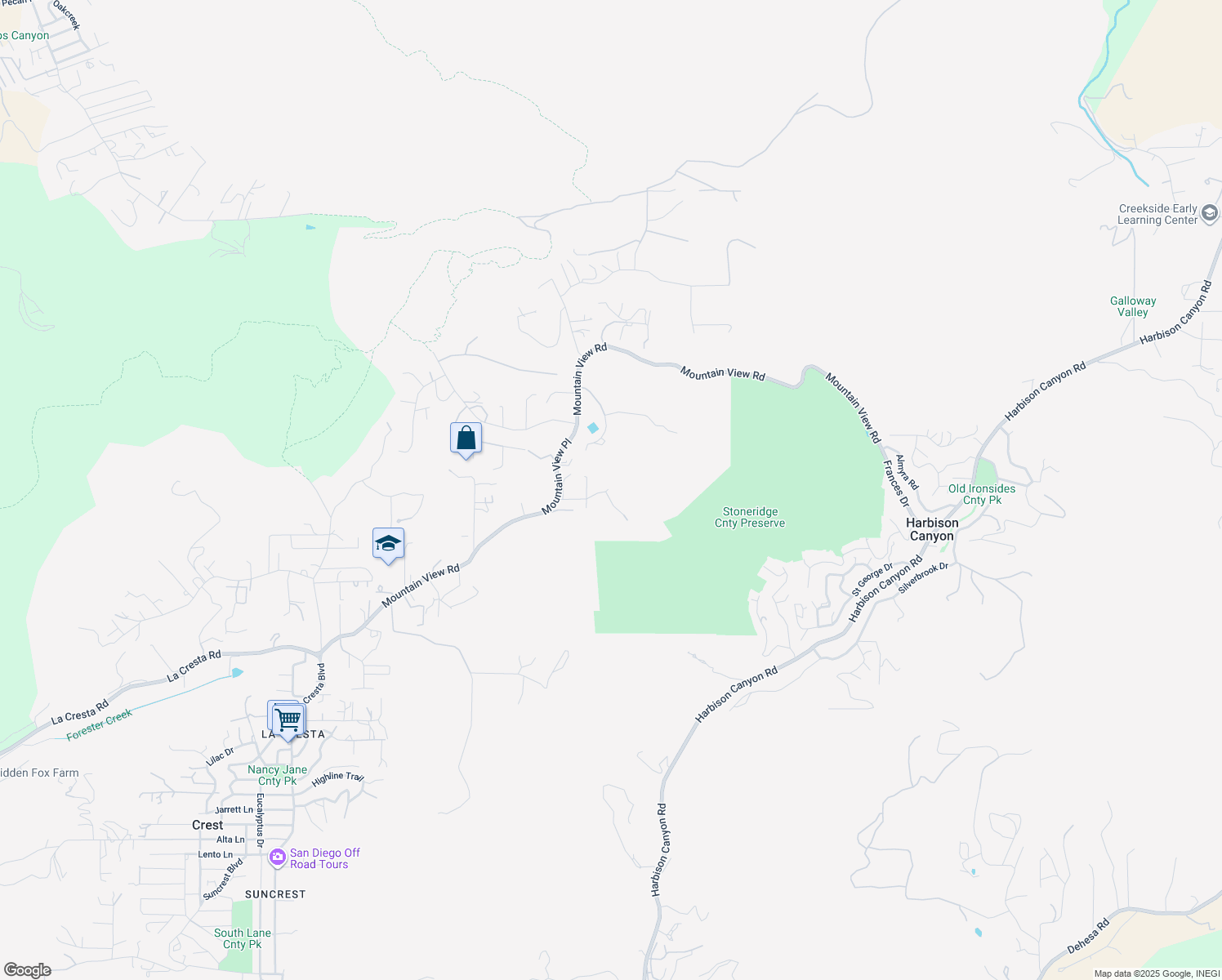 map of restaurants, bars, coffee shops, grocery stores, and more near 1152 Stoneridge Road in El Cajon