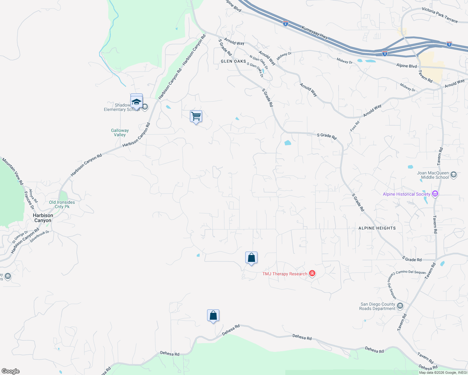map of restaurants, bars, coffee shops, grocery stores, and more near 1921 Via Corina in Alpine