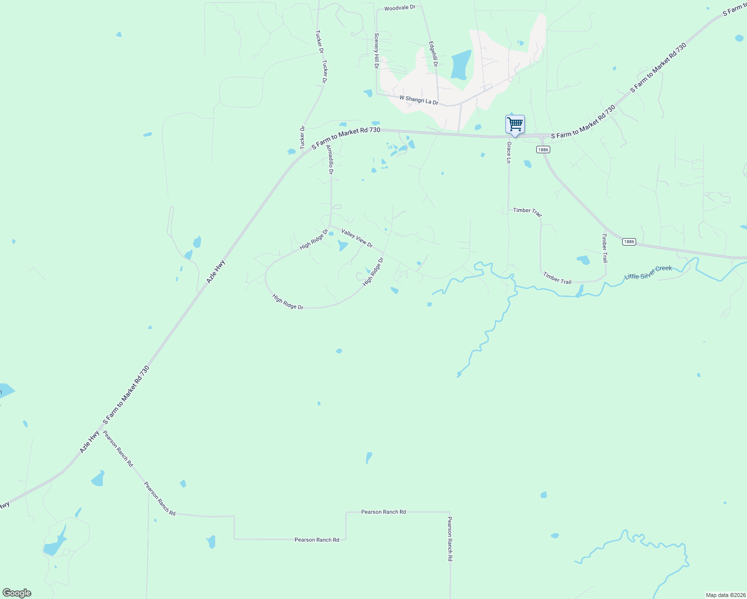 map of restaurants, bars, coffee shops, grocery stores, and more near 170 High Ridge Drive in Azle