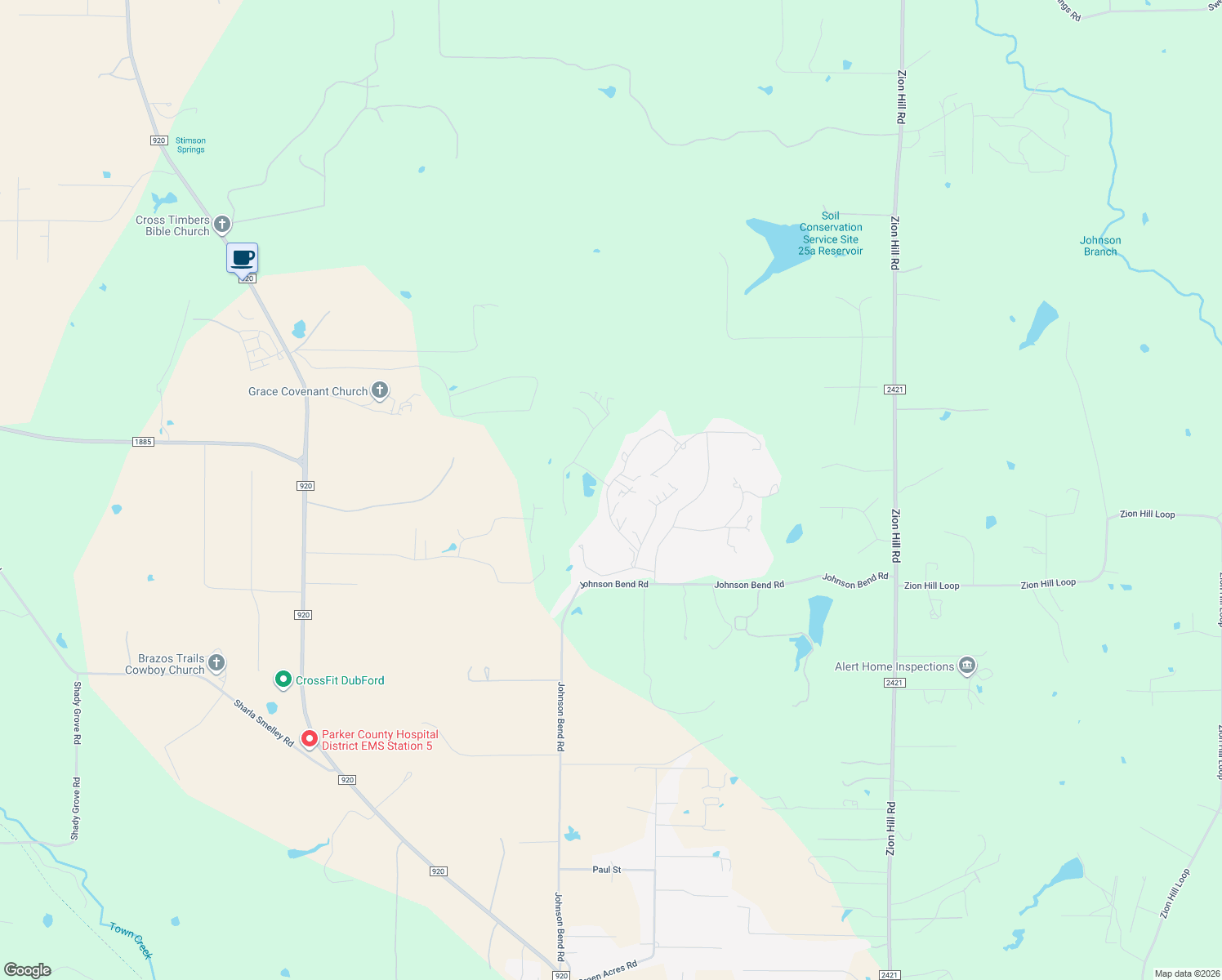 map of restaurants, bars, coffee shops, grocery stores, and more near 3631 Oak Circle in Weatherford