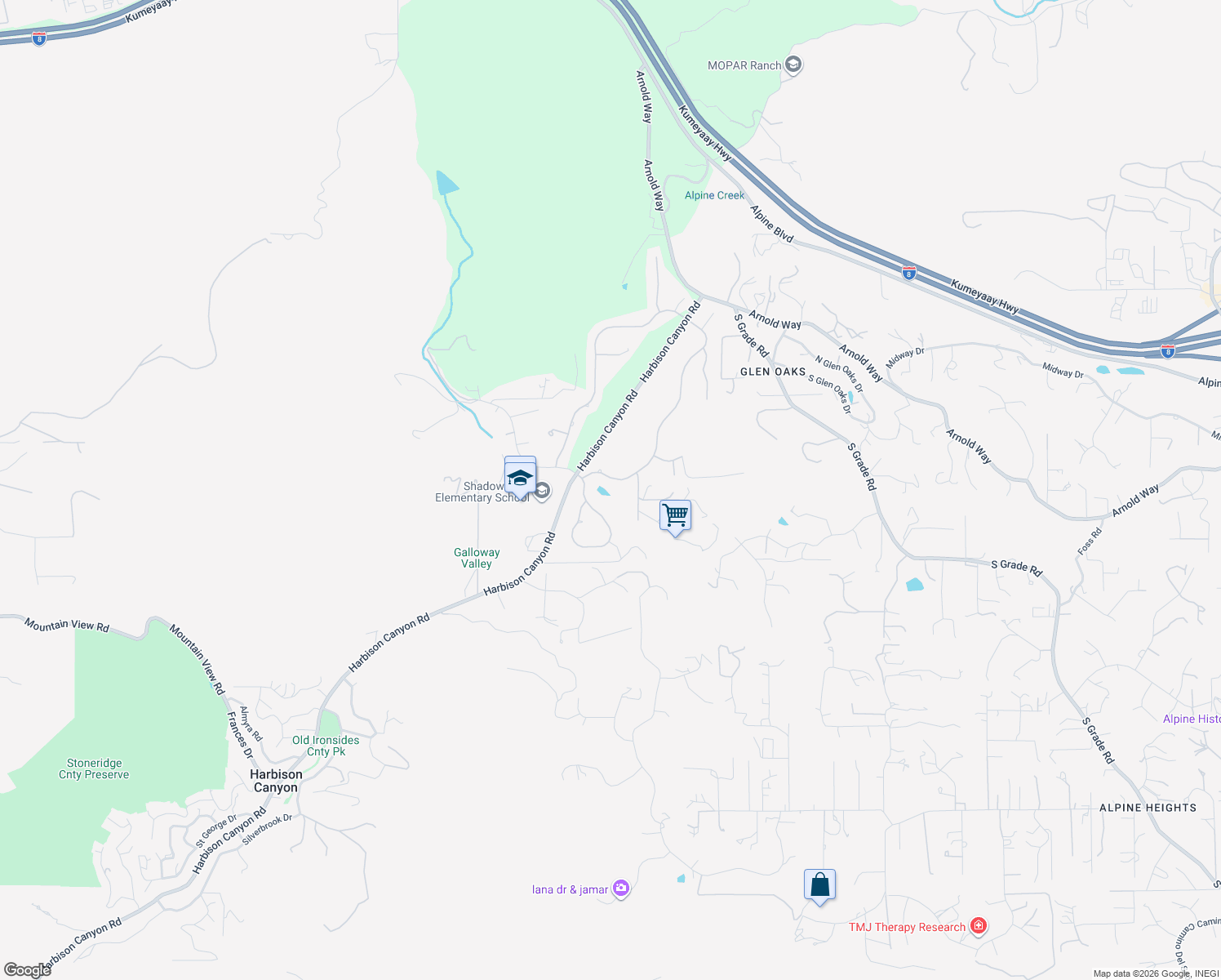 map of restaurants, bars, coffee shops, grocery stores, and more near 8835 Summerhill Point in Alpine