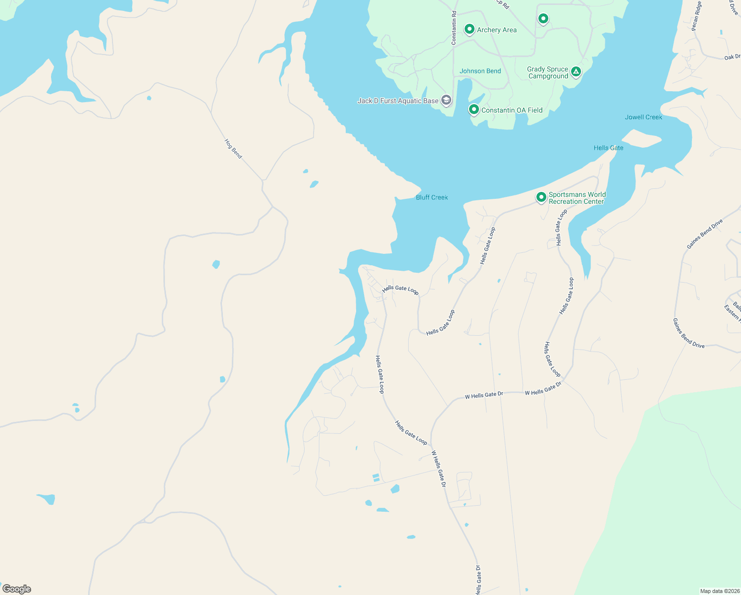 map of restaurants, bars, coffee shops, grocery stores, and more near 3037 Hells Gate Loop in Strawn