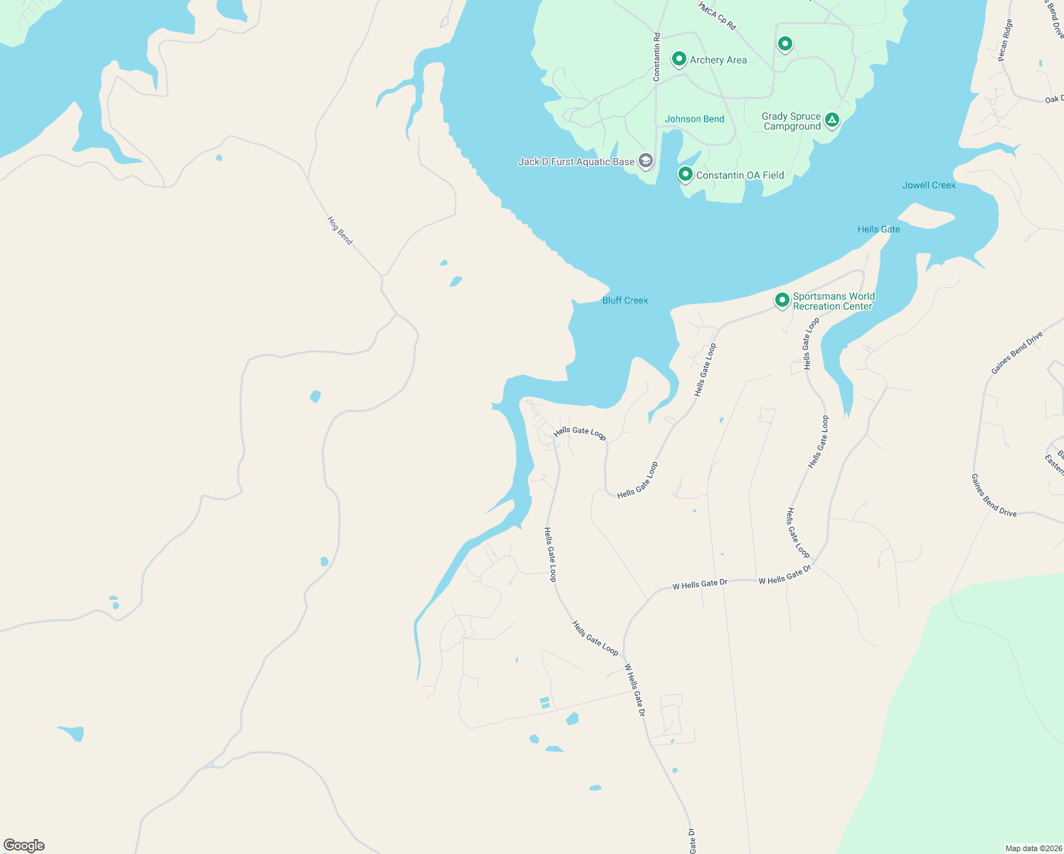 map of restaurants, bars, coffee shops, grocery stores, and more near 3037 Hells Gate Loop in Strawn