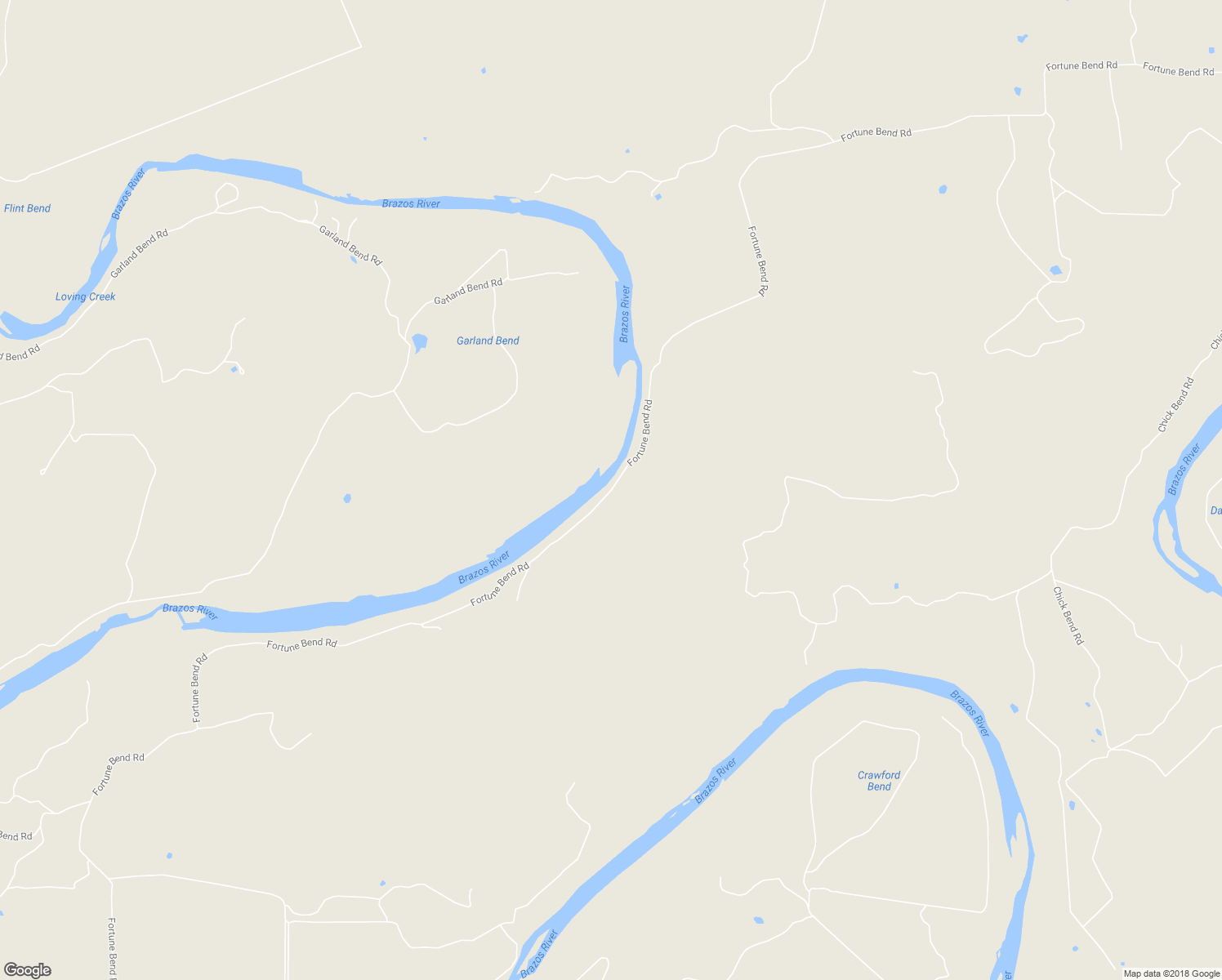 map of restaurants, bars, coffee shops, grocery stores, and more near Fortune Bend Road in Graford