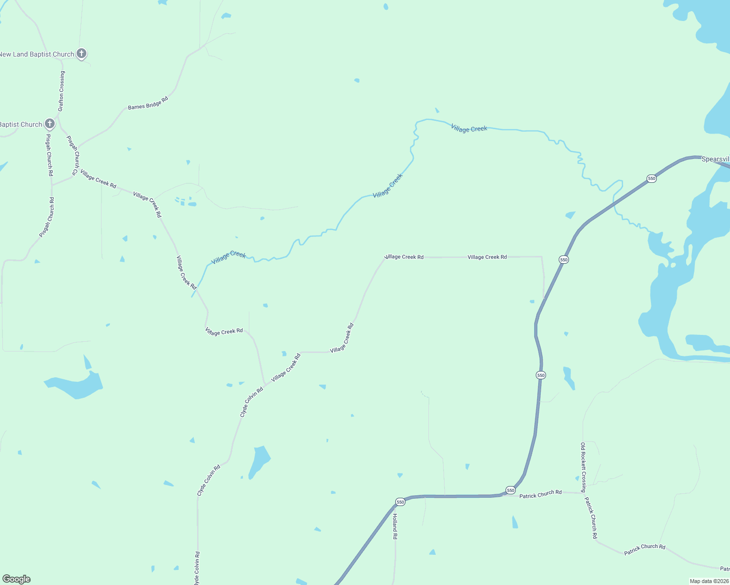 map of restaurants, bars, coffee shops, grocery stores, and more near Village Creek Road in Bernice