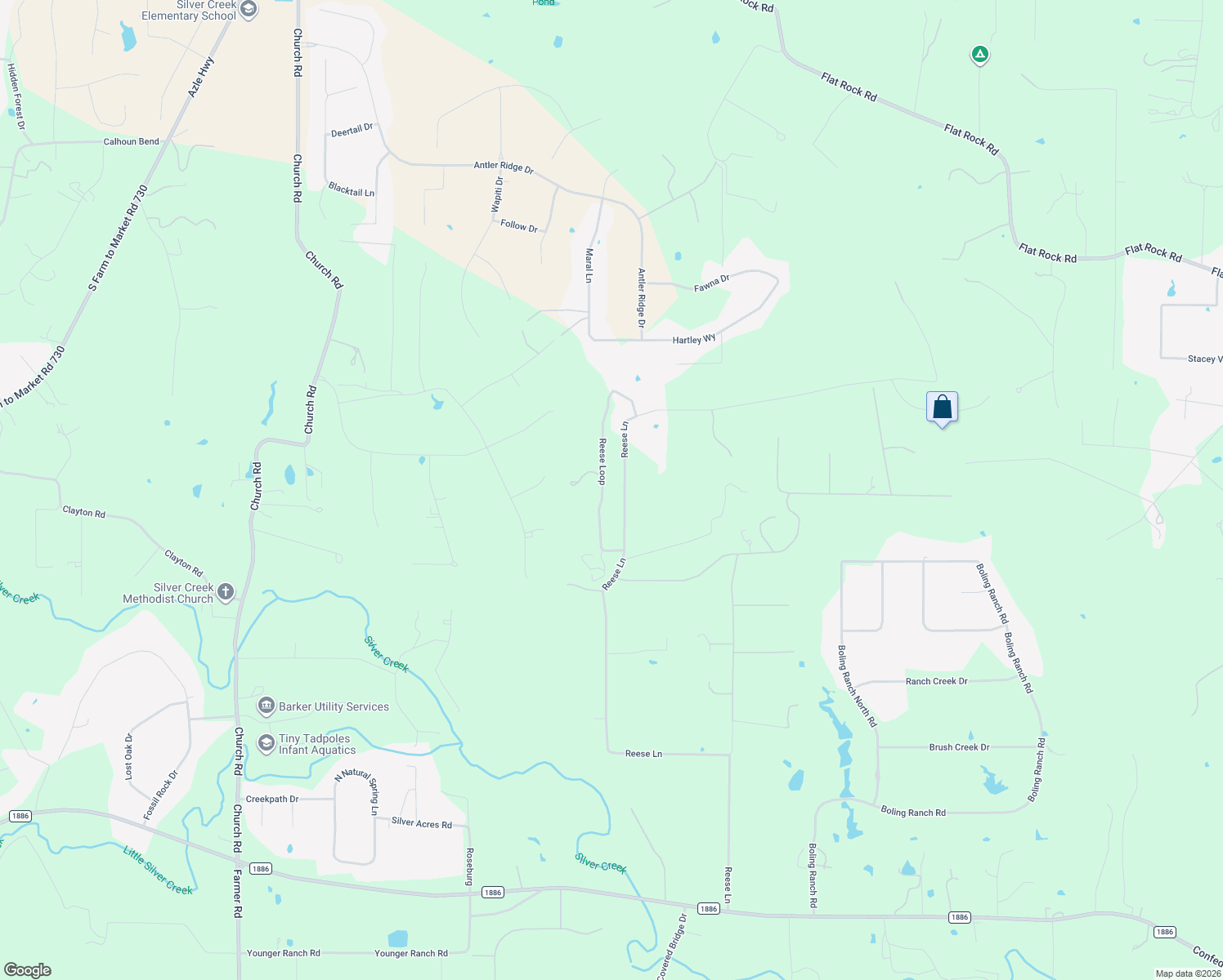 map of restaurants, bars, coffee shops, grocery stores, and more near 1701 Reese Lane in Azle