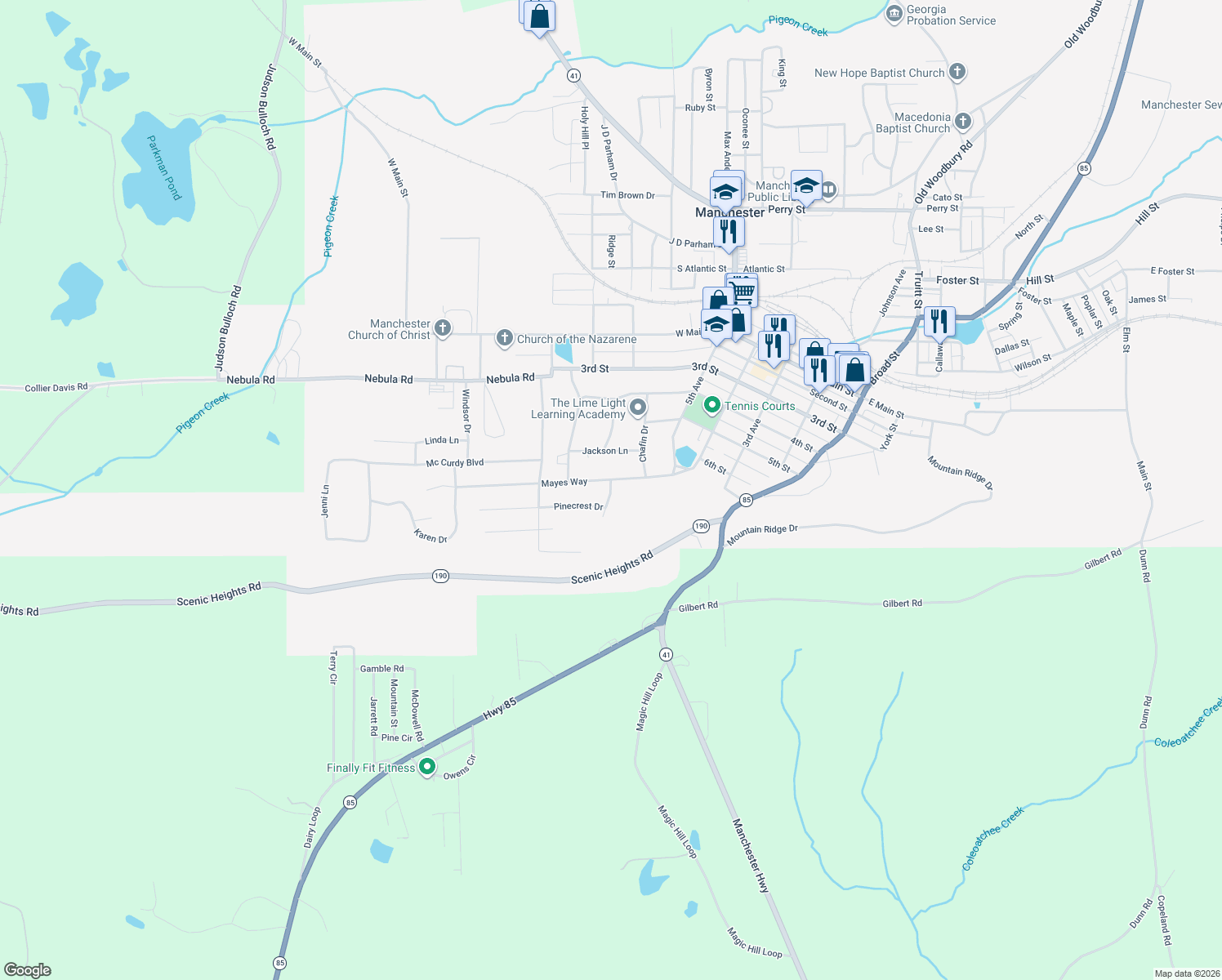 map of restaurants, bars, coffee shops, grocery stores, and more near 616 Pinecrest Drive in Manchester