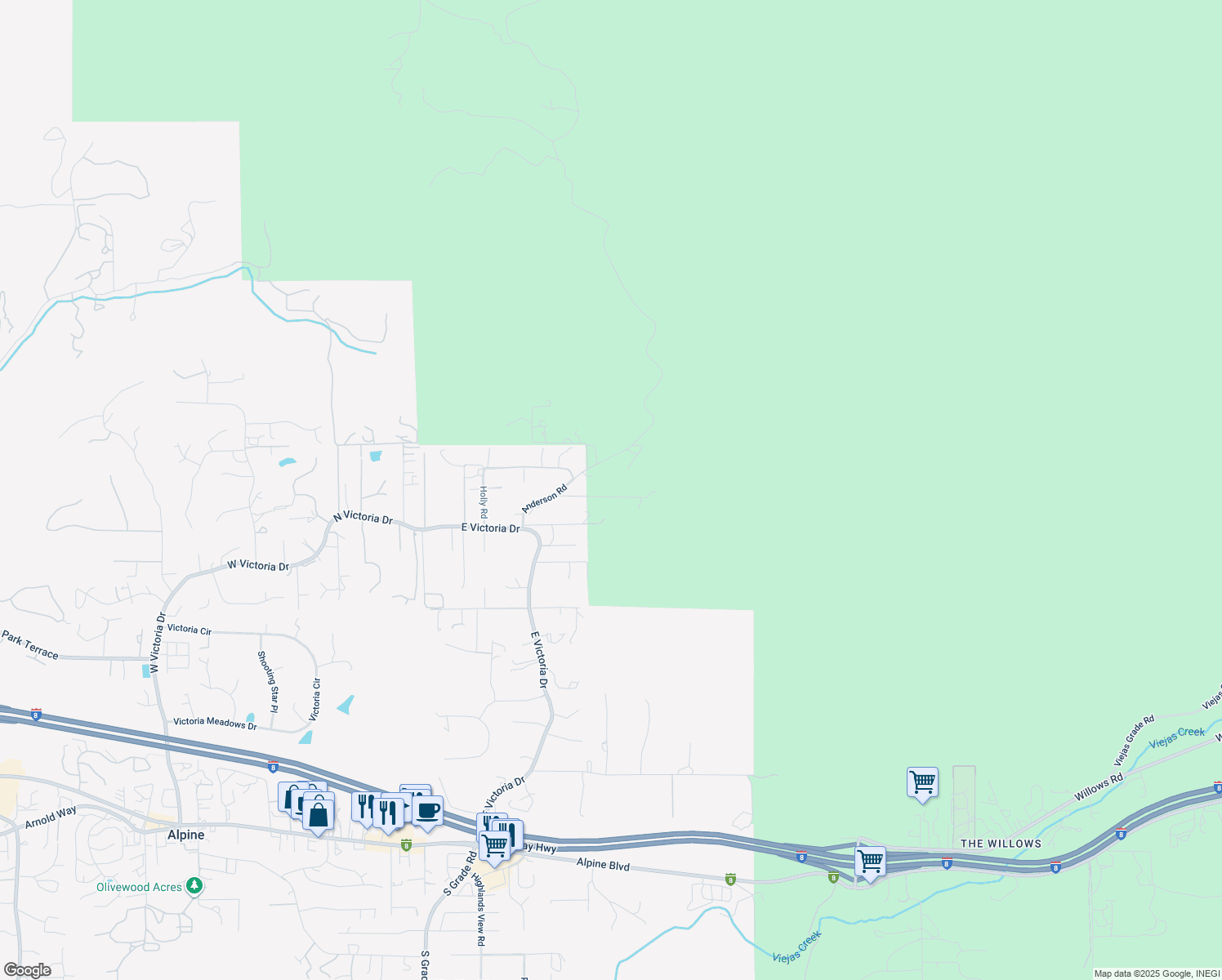 map of restaurants, bars, coffee shops, grocery stores, and more near 3244 Zumbrota Road in Alpine