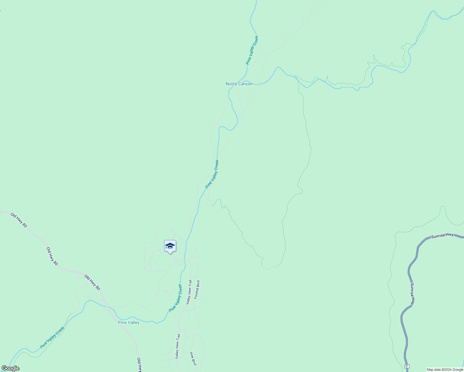 map of restaurants, bars, coffee shops, grocery stores, and more near 9150- Pine Creek Road in Pine Valley