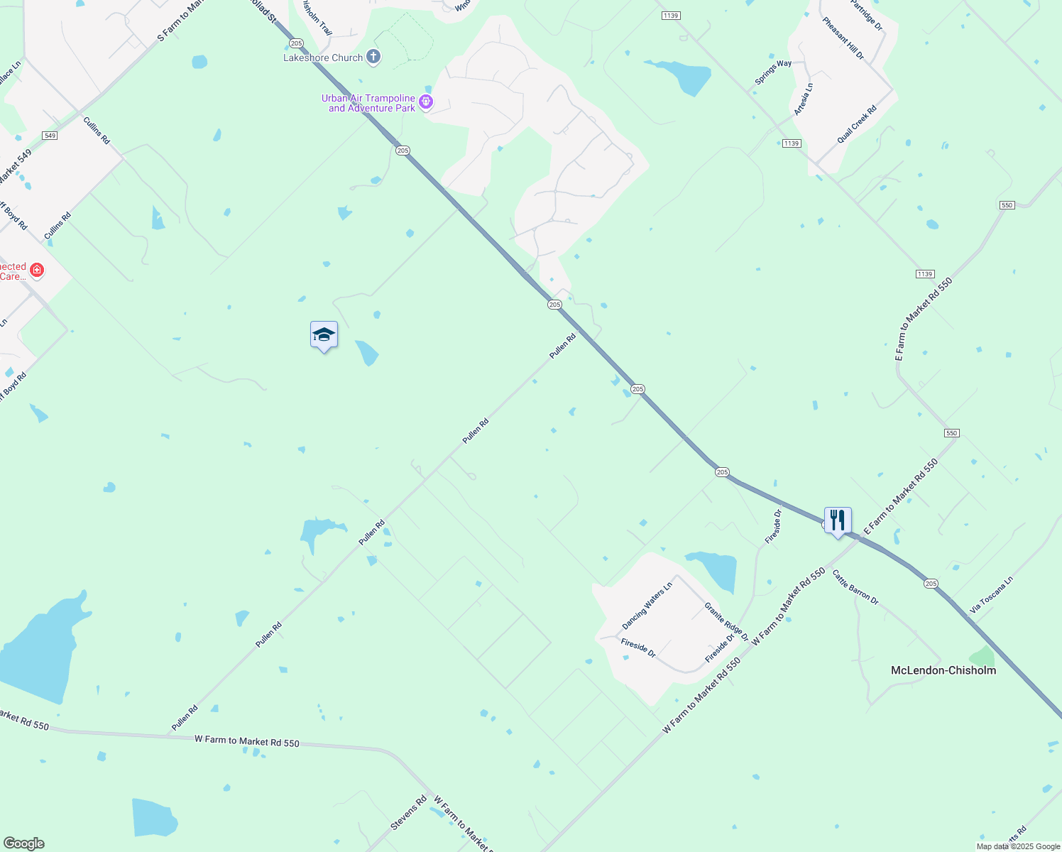 map of restaurants, bars, coffee shops, grocery stores, and more near 397 Pullen Road in Rockwall