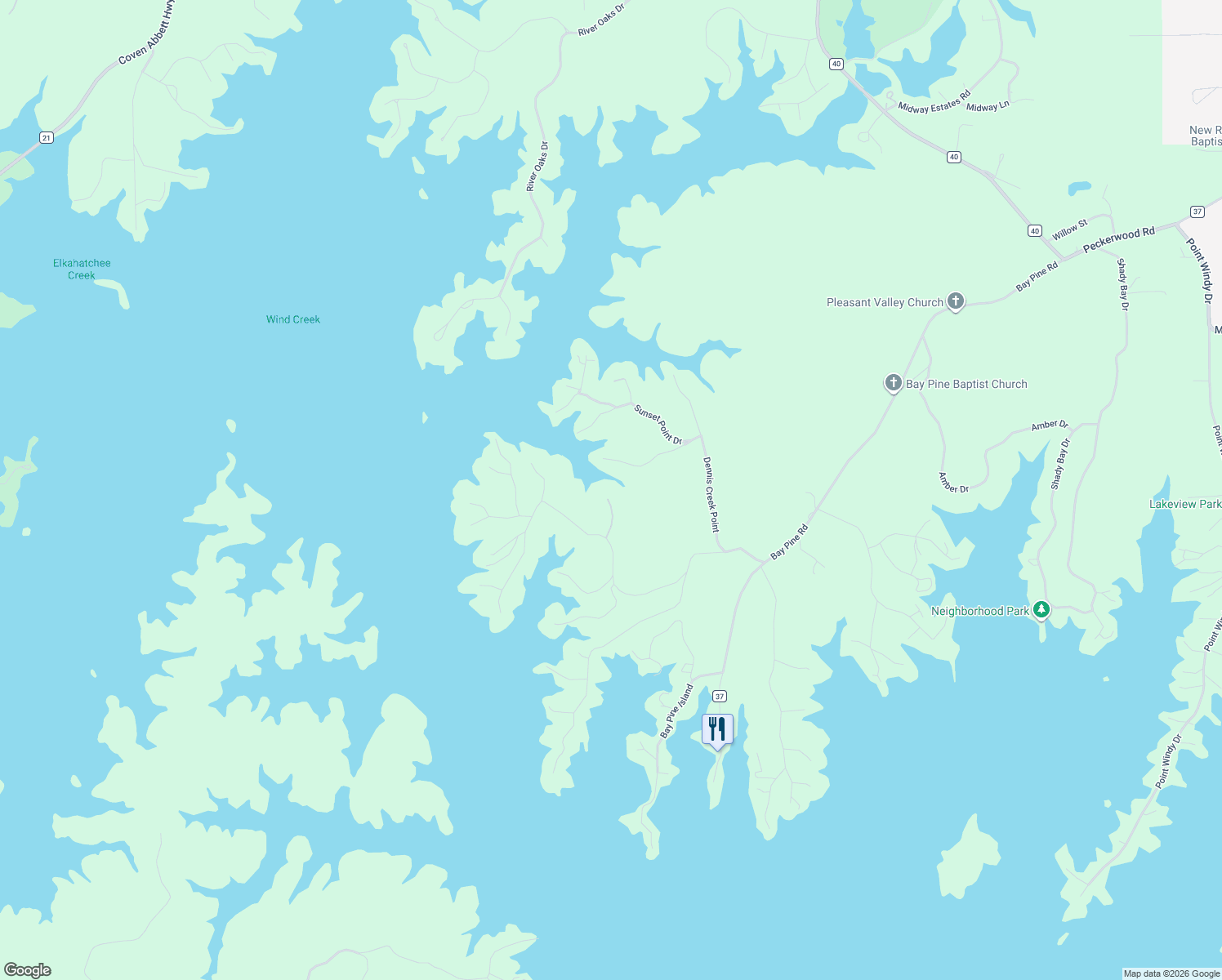 map of restaurants, bars, coffee shops, grocery stores, and more near 516 Muscogee Road in Jacksons' Gap