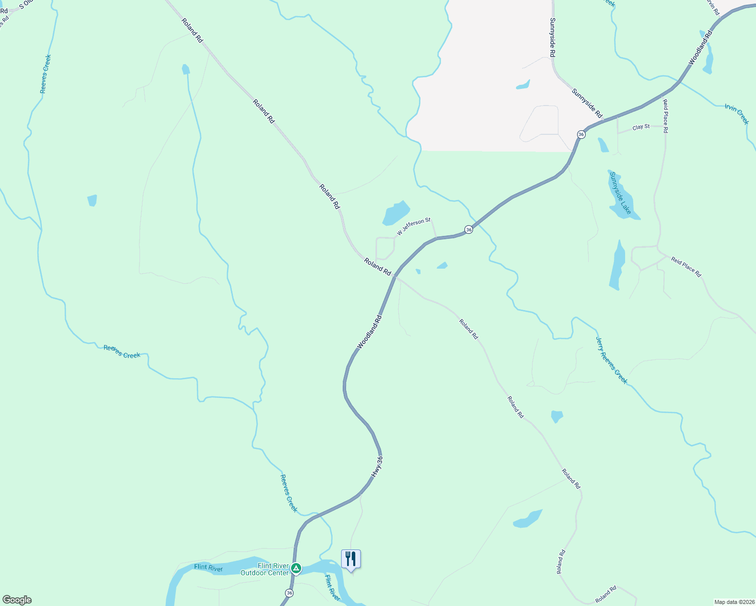 map of restaurants, bars, coffee shops, grocery stores, and more near 3548 Woodland Road in Thomaston