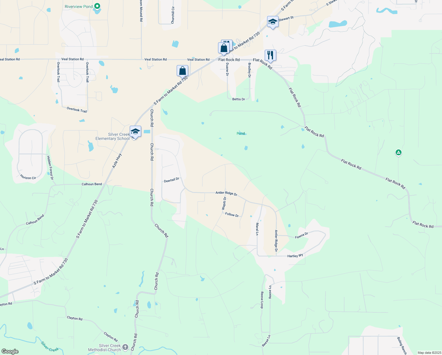 map of restaurants, bars, coffee shops, grocery stores, and more near 109 Wapiti Dr in Azle