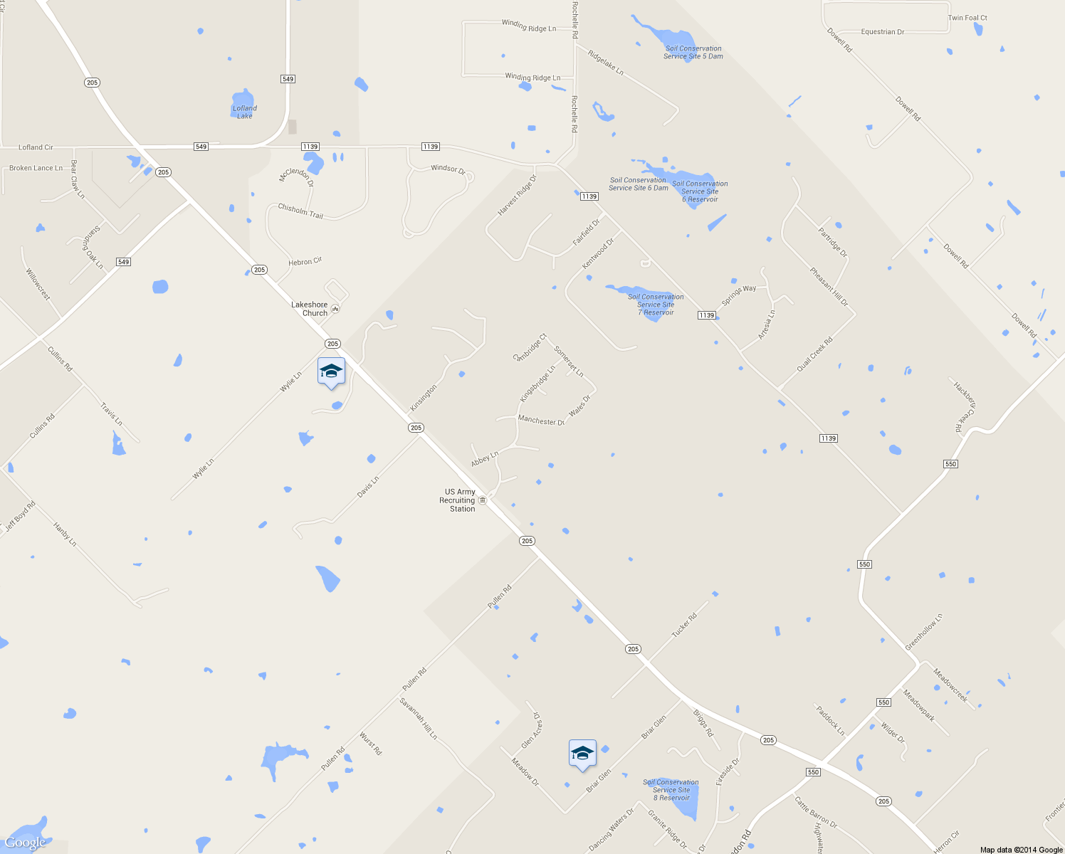 map of restaurants, bars, coffee shops, grocery stores, and more near 1224 Manchester Dr in Rockwall