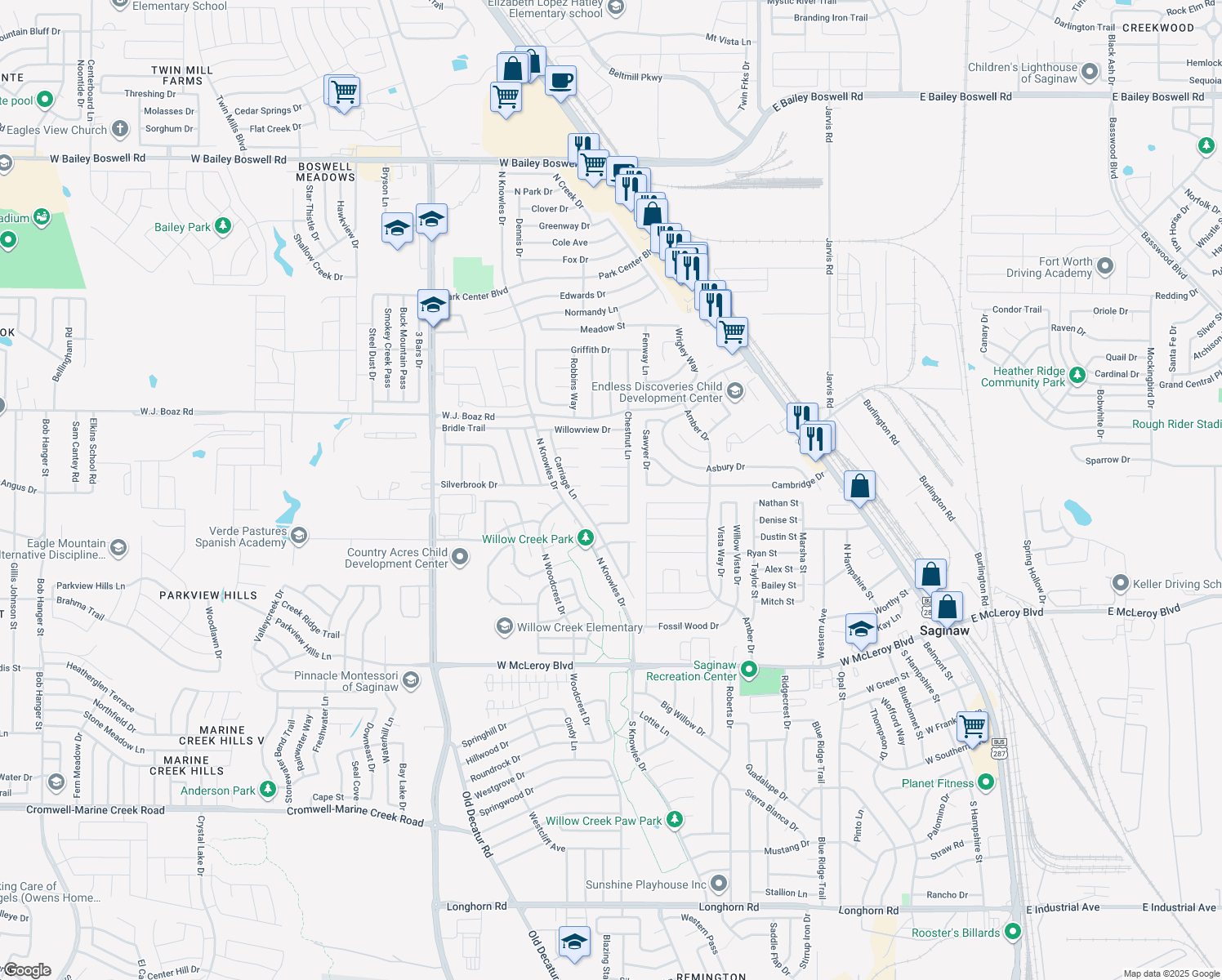 map of restaurants, bars, coffee shops, grocery stores, and more near 513 Kempson Ct in Saginaw