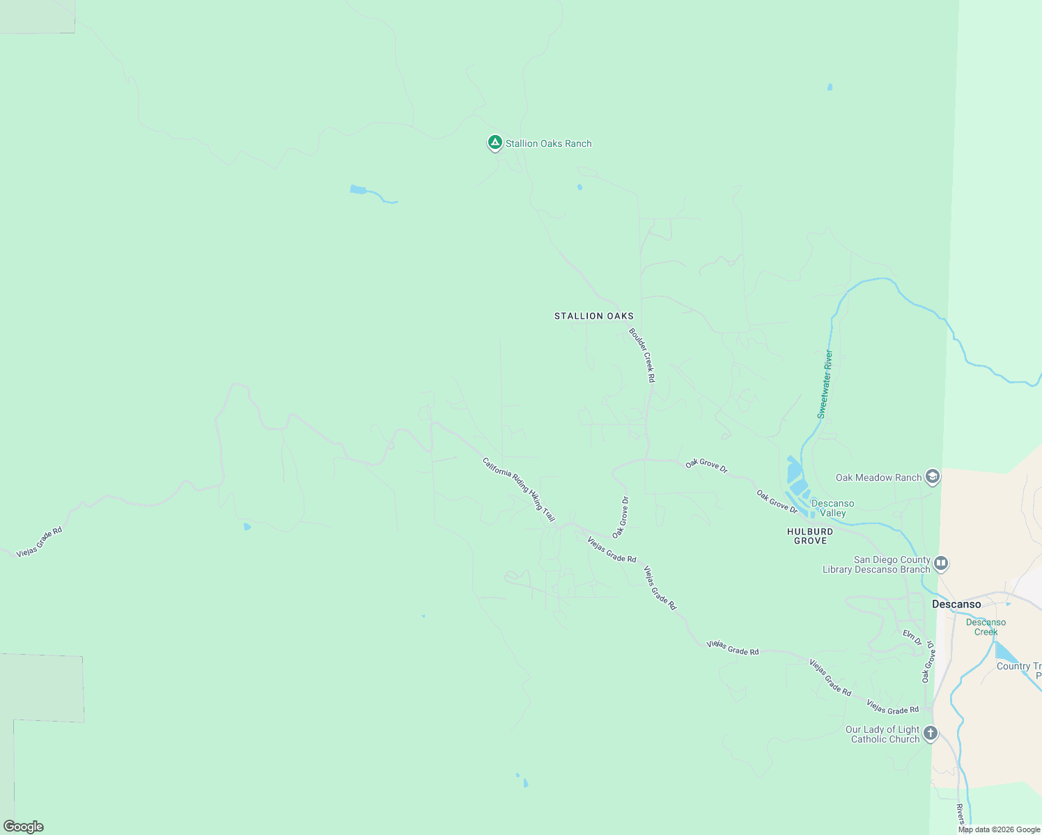 map of restaurants, bars, coffee shops, grocery stores, and more near 9907 Anderson Ranch Road in Descanso