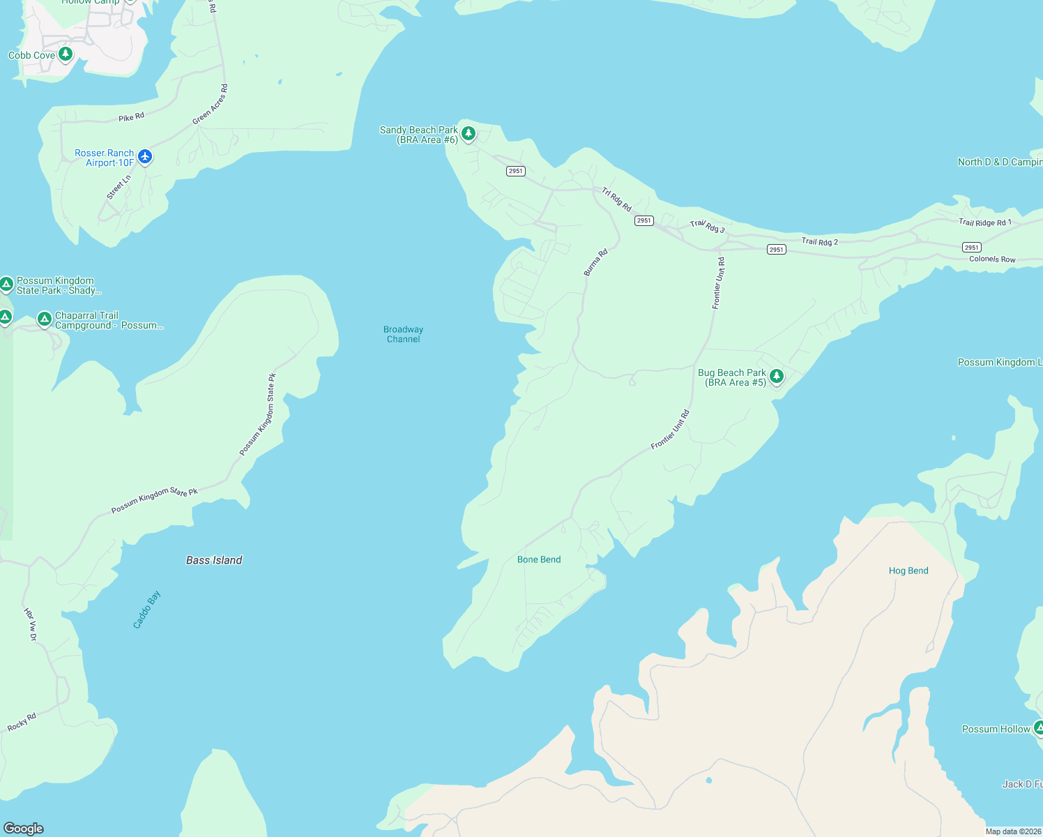 map of restaurants, bars, coffee shops, grocery stores, and more near 2461 Upper Burma Road in Graford