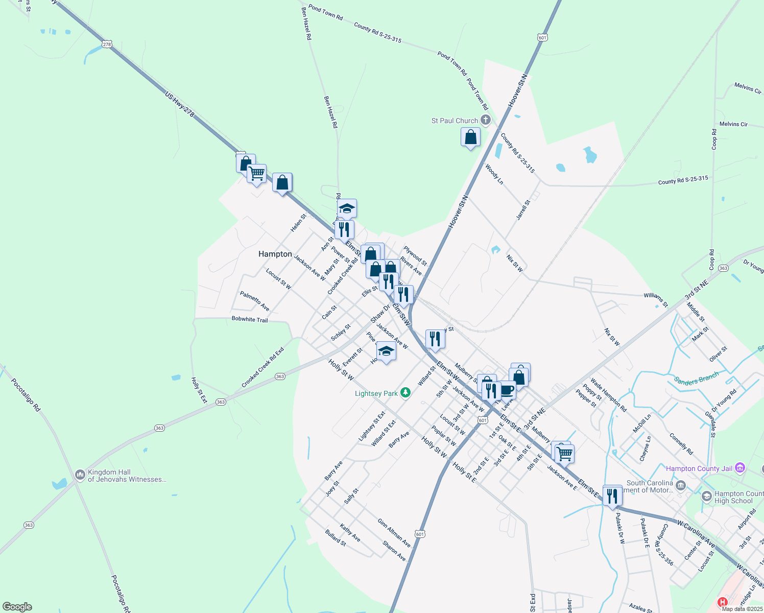 map of restaurants, bars, coffee shops, grocery stores, and more near 300 Shaw Drive in Hampton