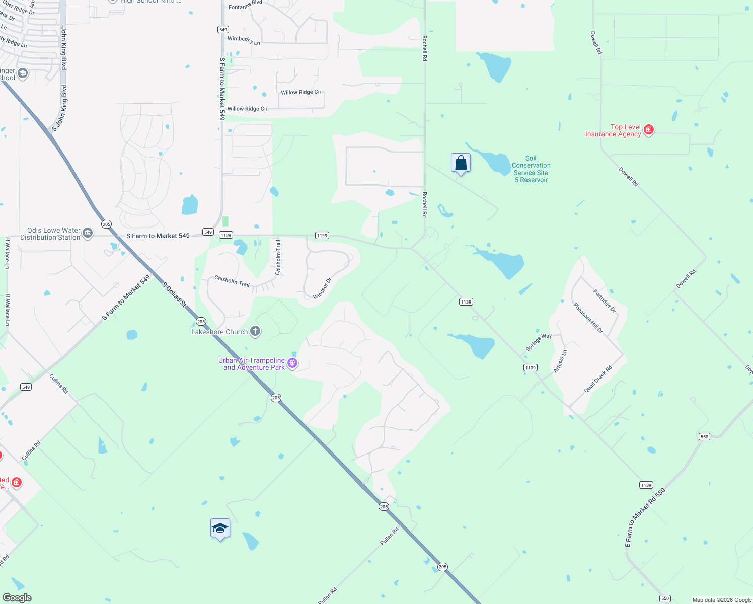map of restaurants, bars, coffee shops, grocery stores, and more near 219 Harvest Ridge Dr in Rockwall