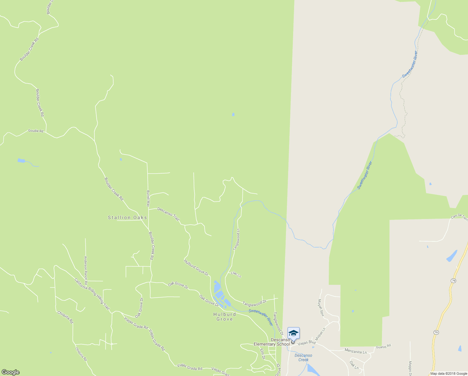 map of restaurants, bars, coffee shops, grocery stores, and more near 9722 Deer Valley Trail in Descanso