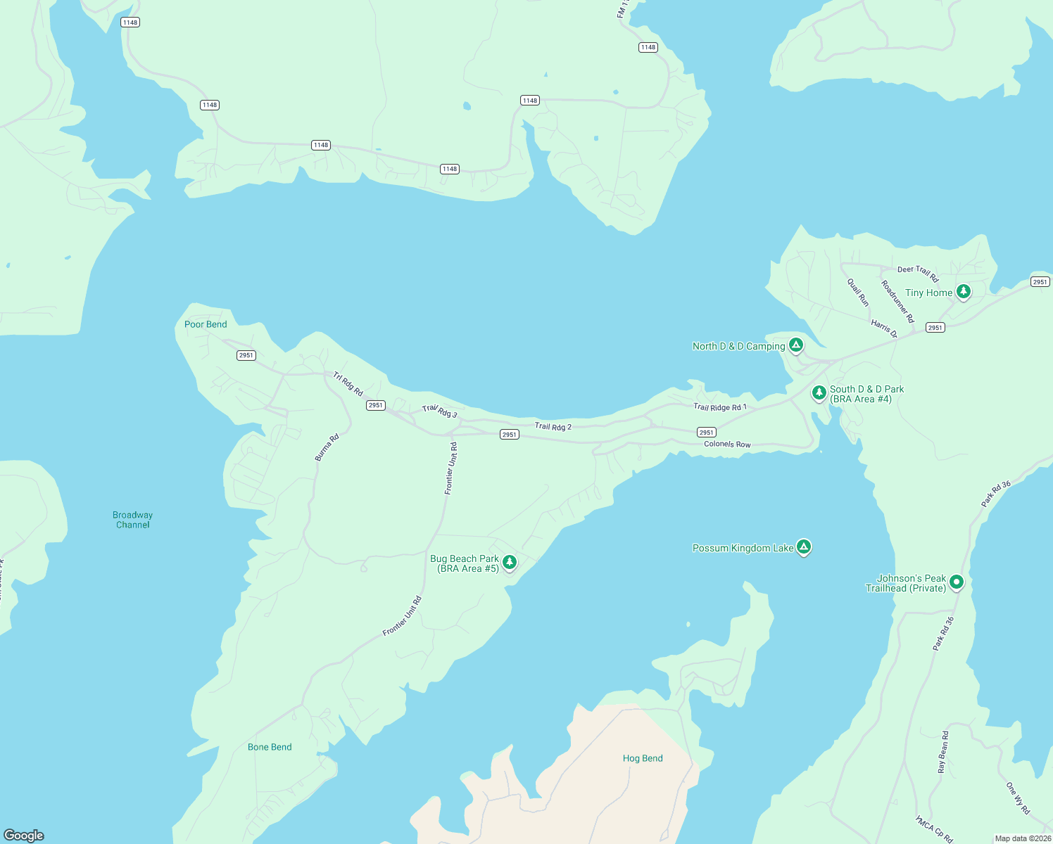 map of restaurants, bars, coffee shops, grocery stores, and more near 15 Trail Ridge Road in Graford