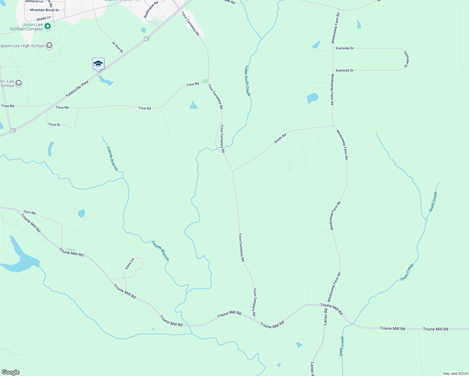 map of restaurants, bars, coffee shops, grocery stores, and more near 1580 Trice Cemetery Road in Thomaston