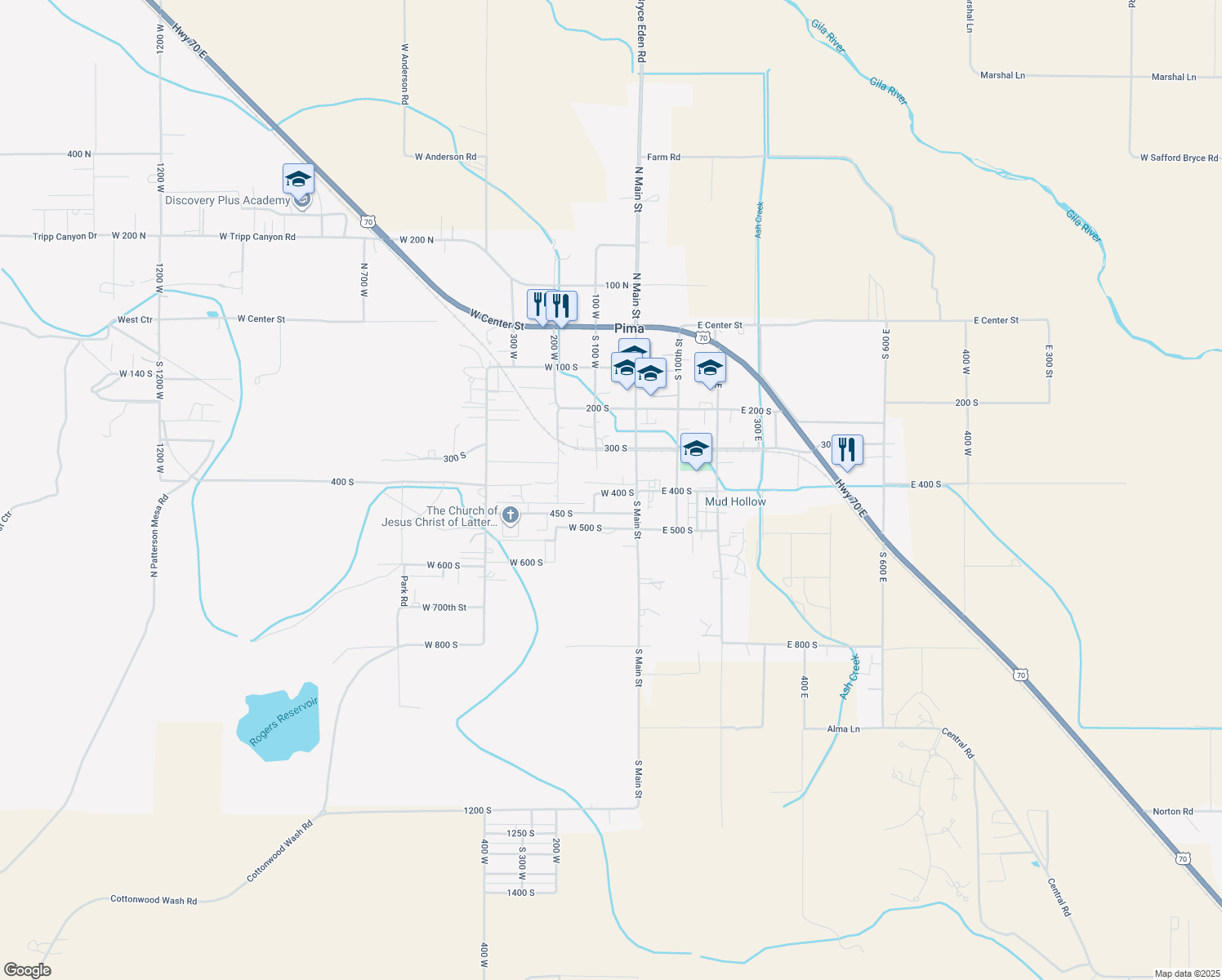 map of restaurants, bars, coffee shops, grocery stores, and more near 62 West 400 South in Pima