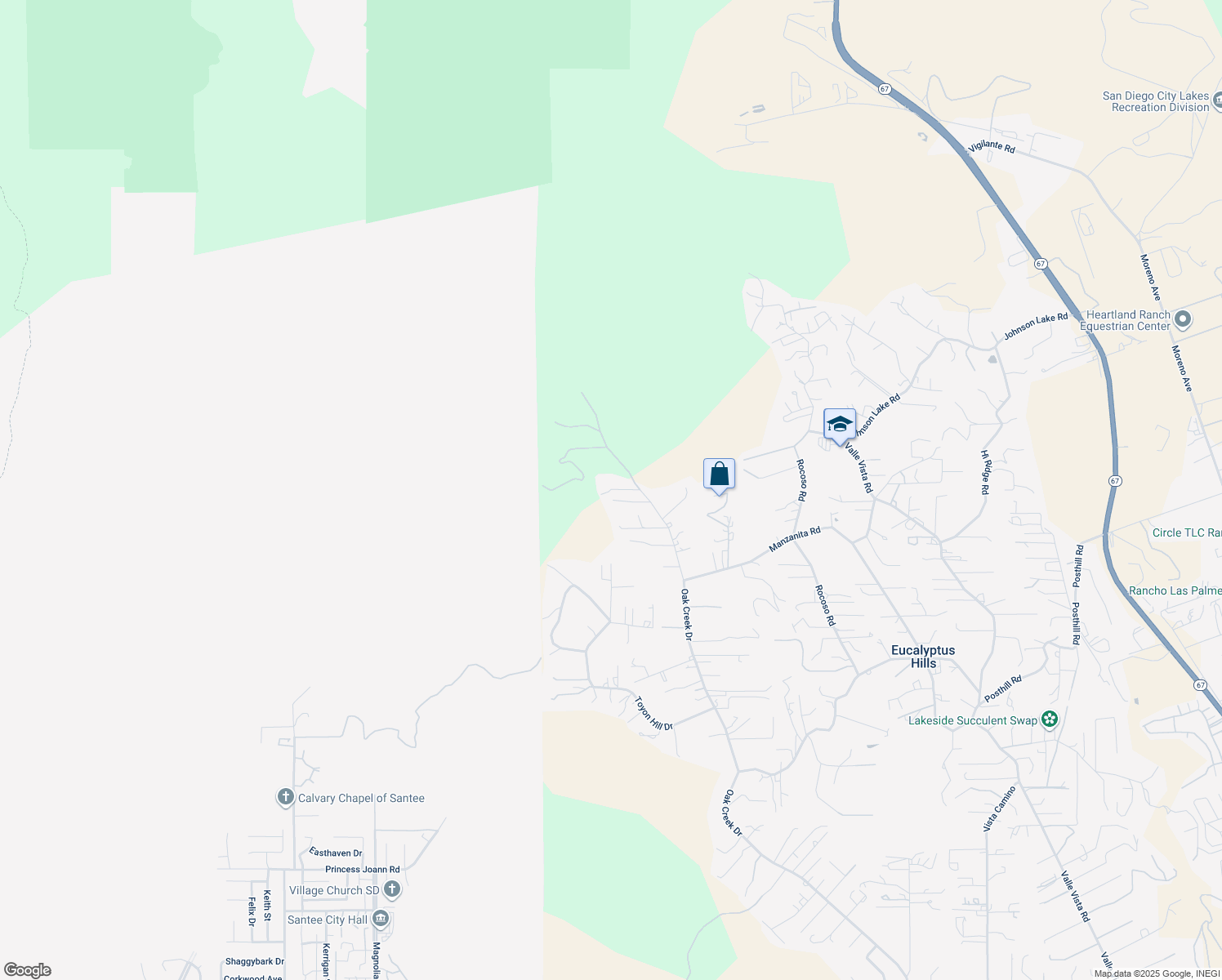 map of restaurants, bars, coffee shops, grocery stores, and more near Ohana Way in Lakeside