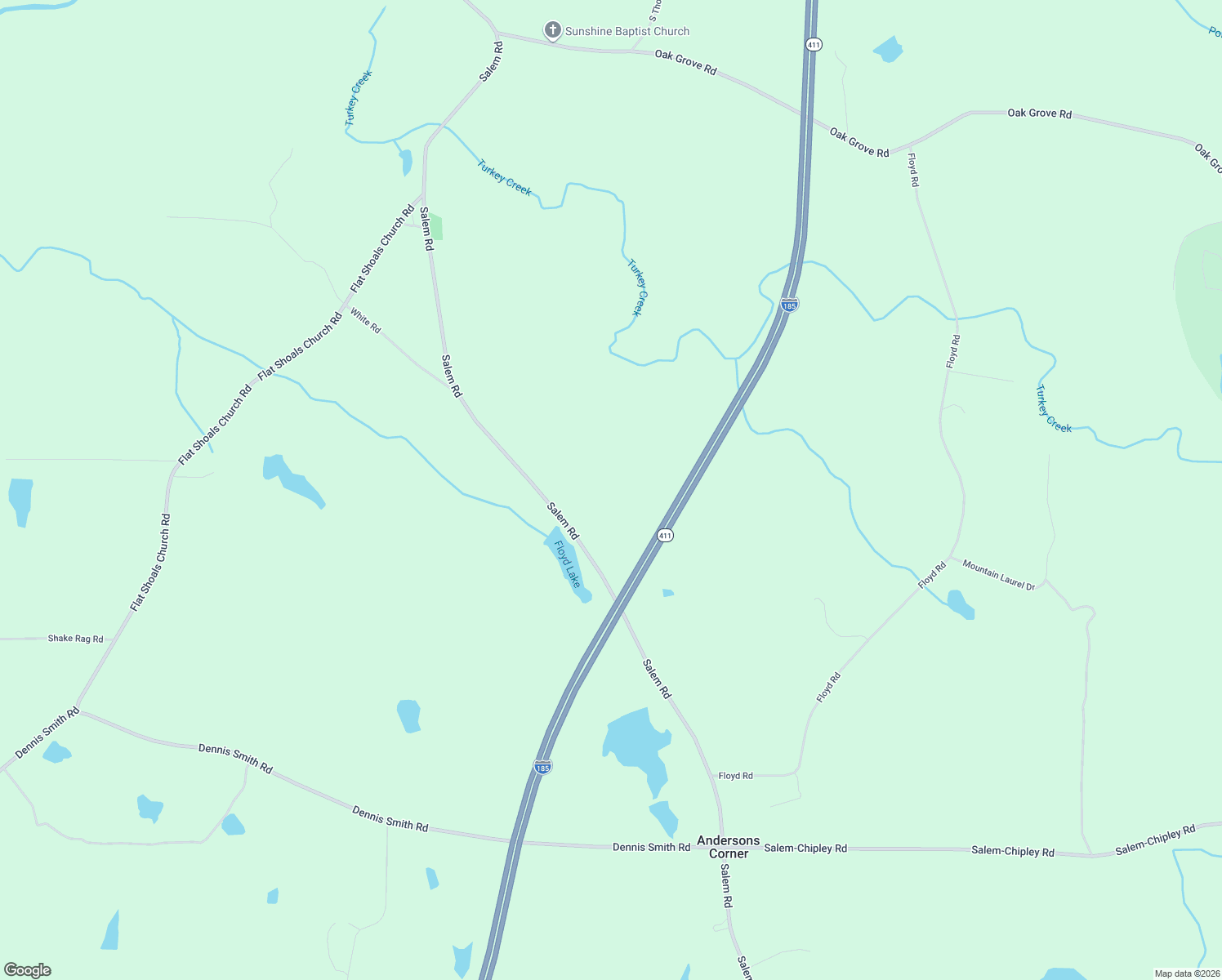 map of restaurants, bars, coffee shops, grocery stores, and more near 3199 Salem Road in Pine Mountain