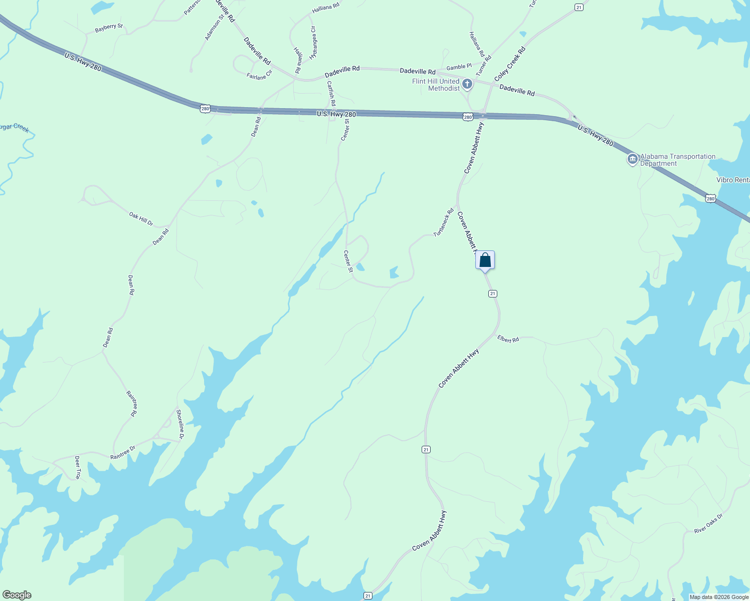 map of restaurants, bars, coffee shops, grocery stores, and more near 716 Turtleneck Road in Alexander City