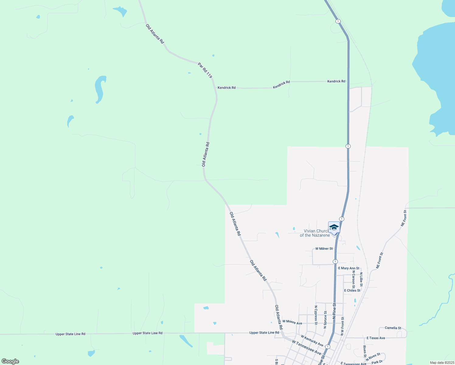 map of restaurants, bars, coffee shops, grocery stores, and more near 9997 Cross Creek Rd in Vivian