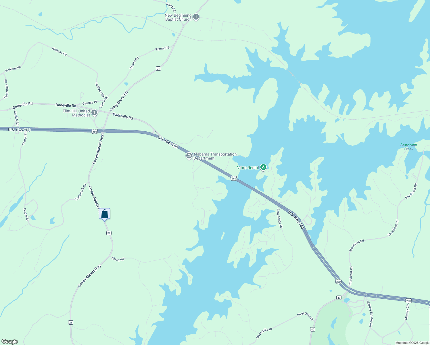 map of restaurants, bars, coffee shops, grocery stores, and more near in Alexander City