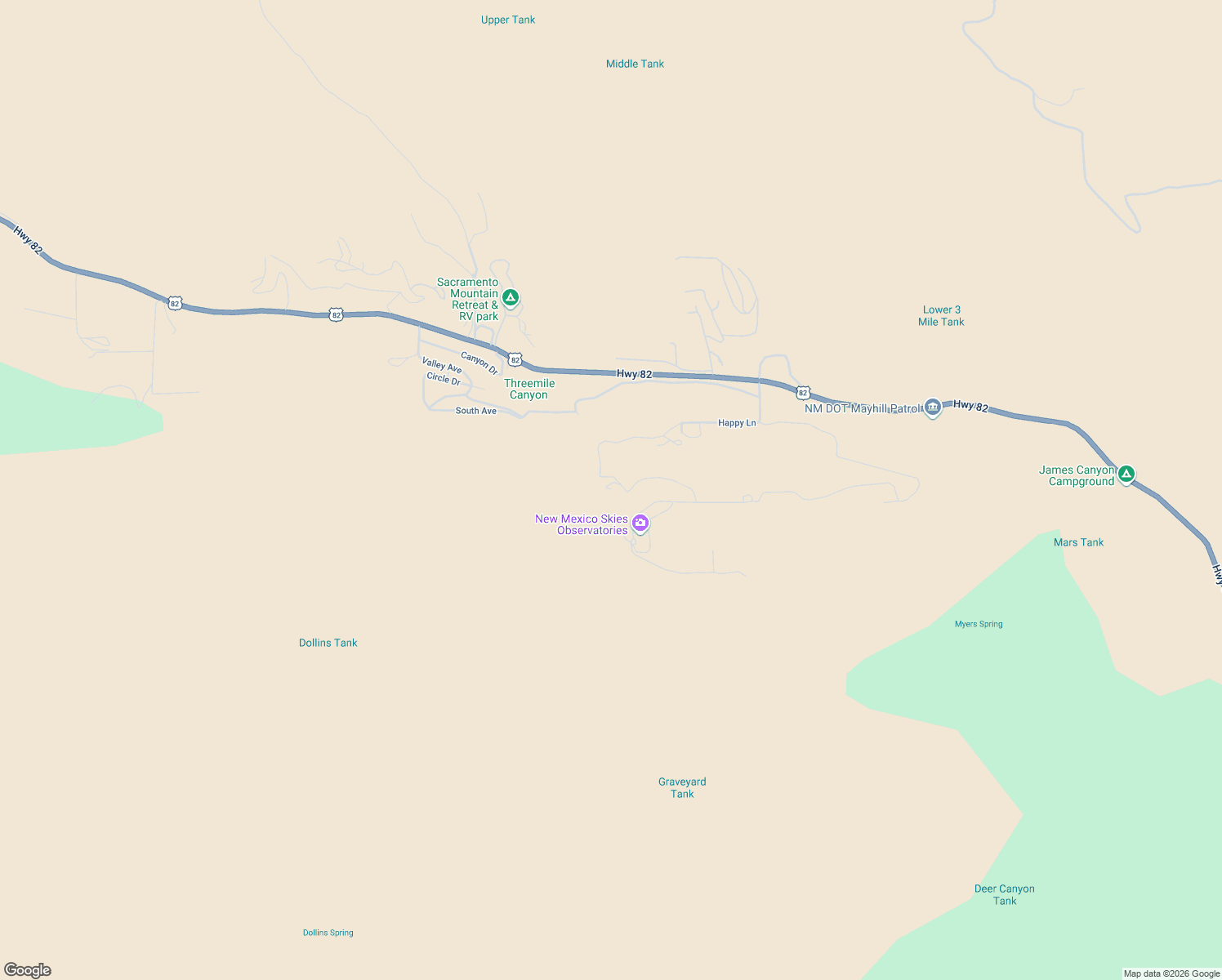 map of restaurants, bars, coffee shops, grocery stores, and more near 33 Joy Road in Mayhill