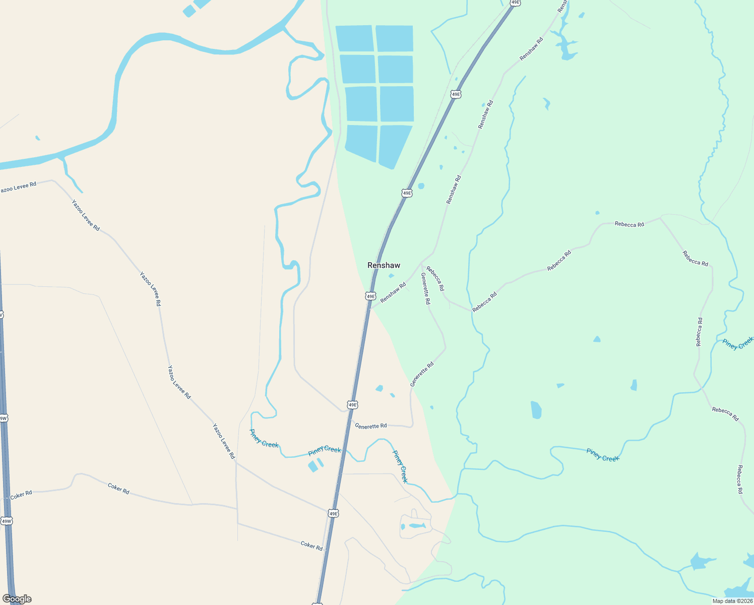 map of restaurants, bars, coffee shops, grocery stores, and more near 5542 U.S. 49E in Yazoo City