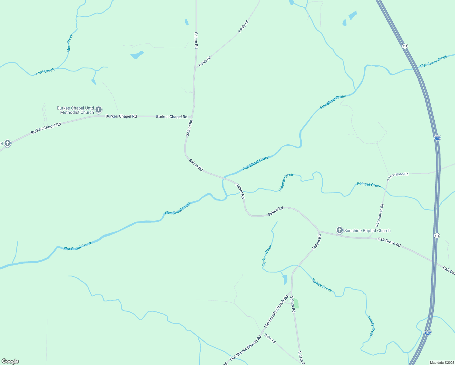 map of restaurants, bars, coffee shops, grocery stores, and more near 1460 Salem Road in Pine Mountain